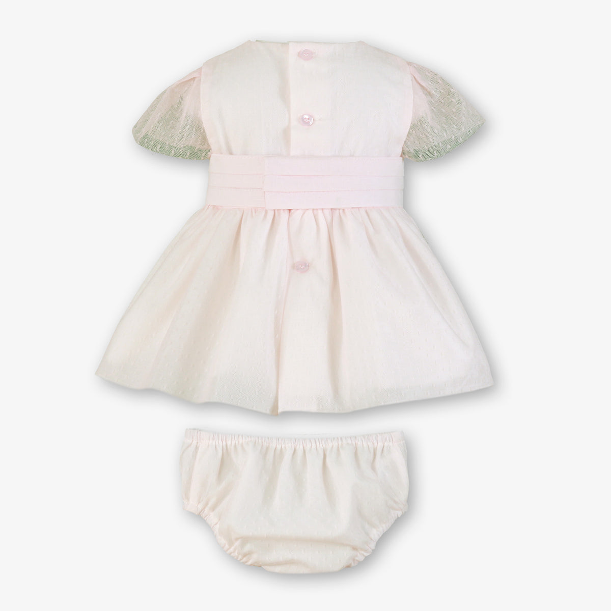 Miranda Ceremonia cream and pink girls dress back view