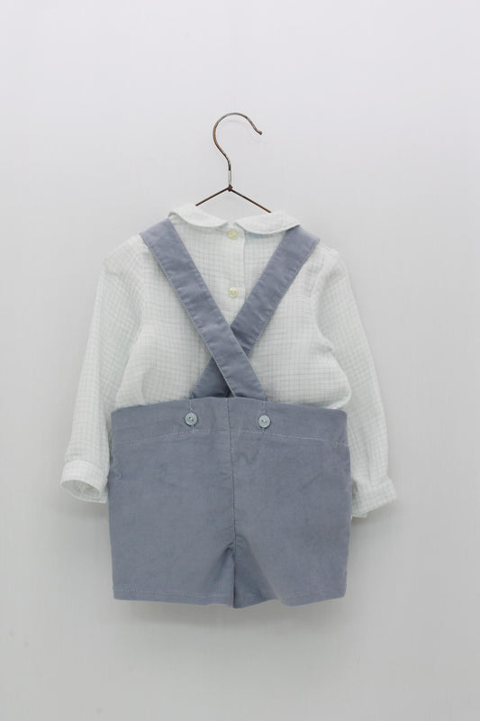 FOQUE AW23 Dusty Blue Baby Boys H Bar Short Set - CLEARANCE SALE