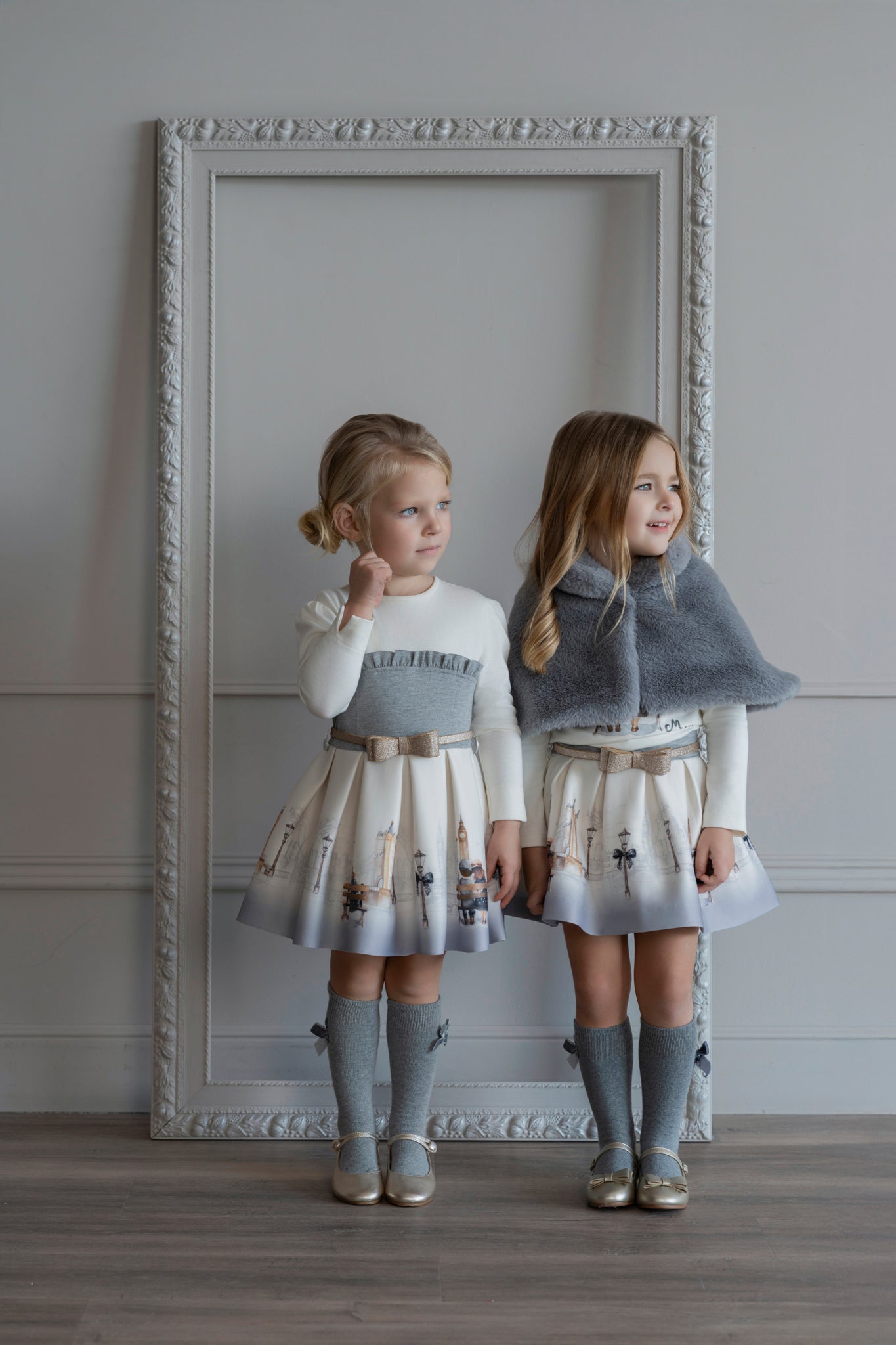 PRE ORDER AW25 MIRANDA Cream & Grey Girls Dress - 236V