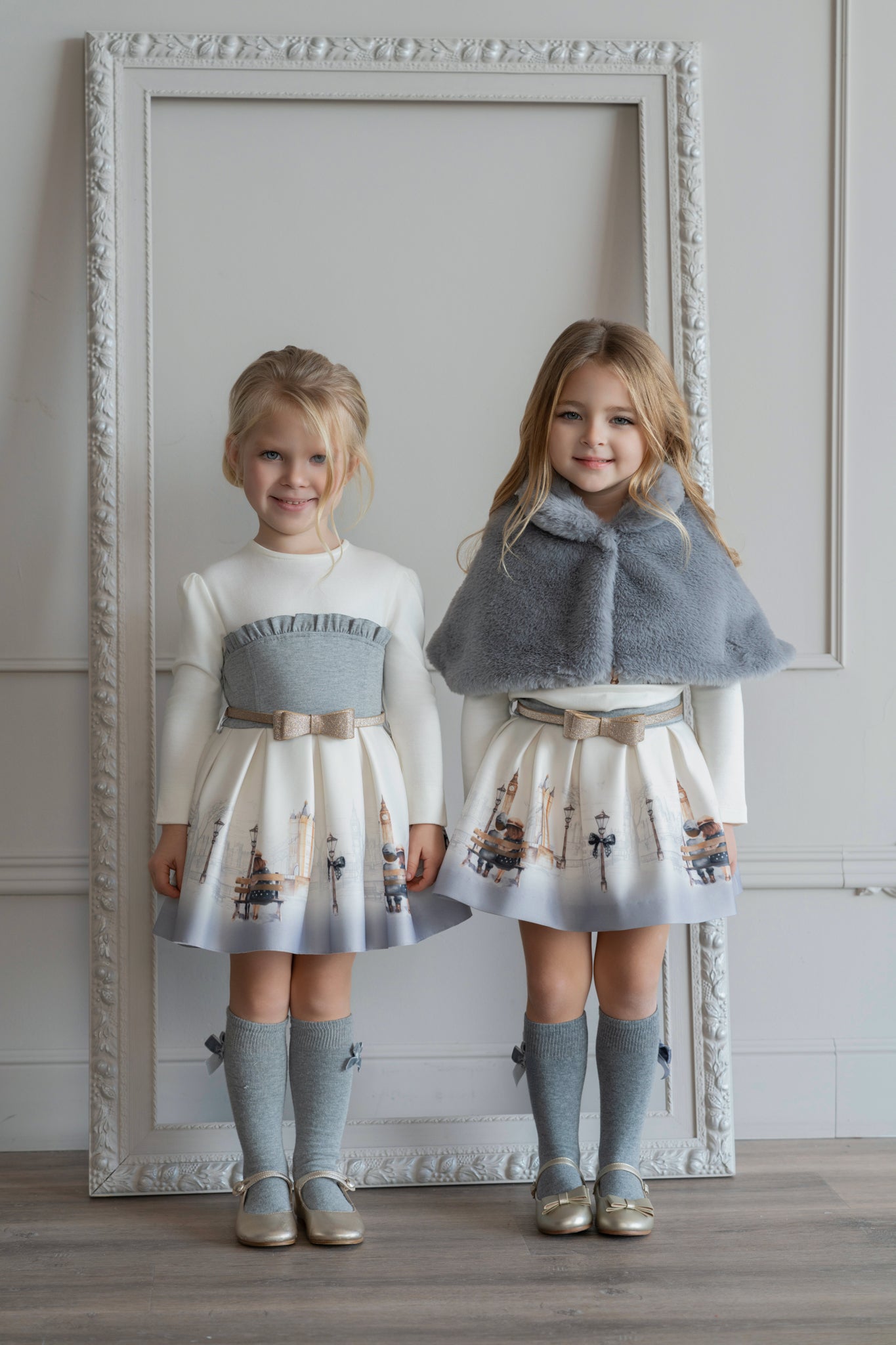 PRE ORDER AW25 MIRANDA Cream & Grey Girls Dress - 236V