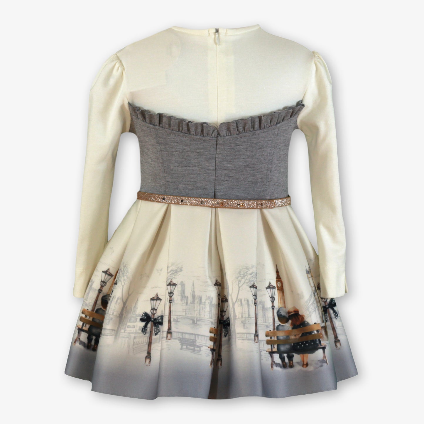 PRE ORDER AW25 MIRANDA Cream & Grey Girls Dress - 236V