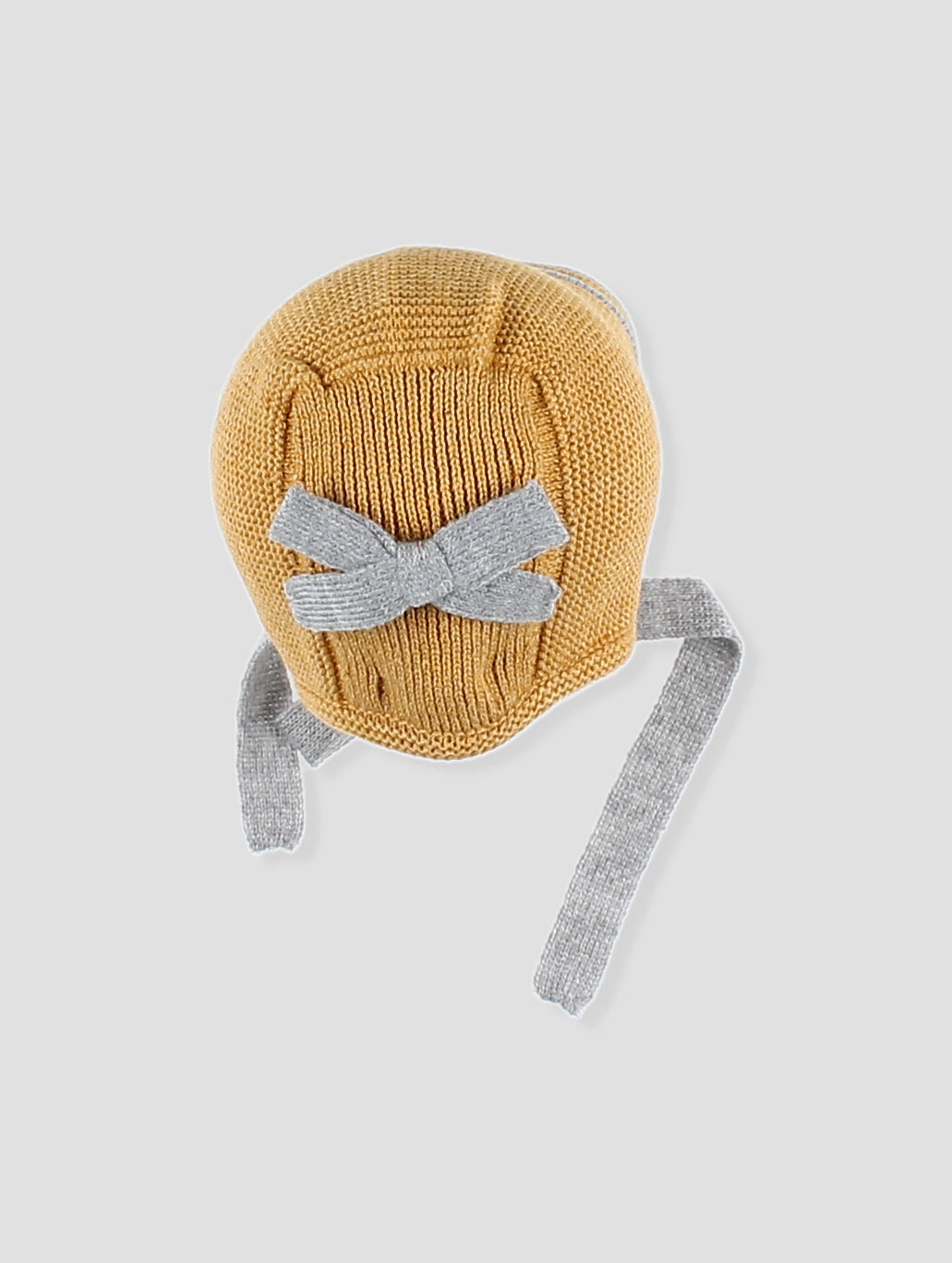 AW24 FOQUE Mustard & Grey Girls Knitted Dress & Bonnet - 5212