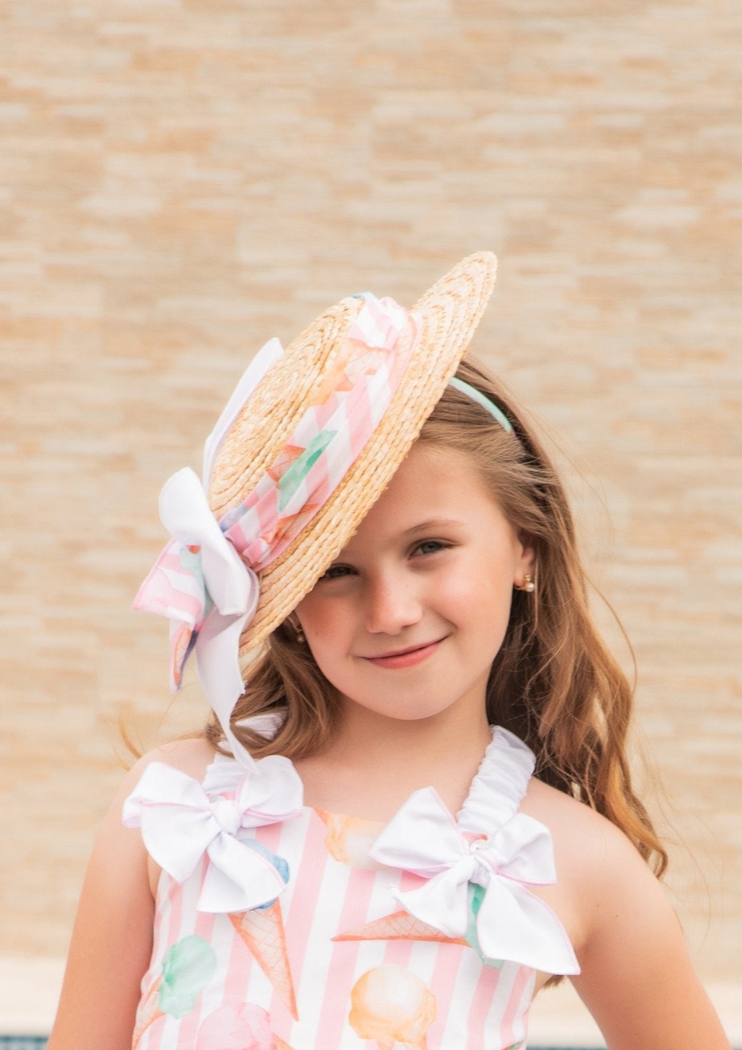 BABINE Ice Cream Pink Girls Sombrero Fascinator