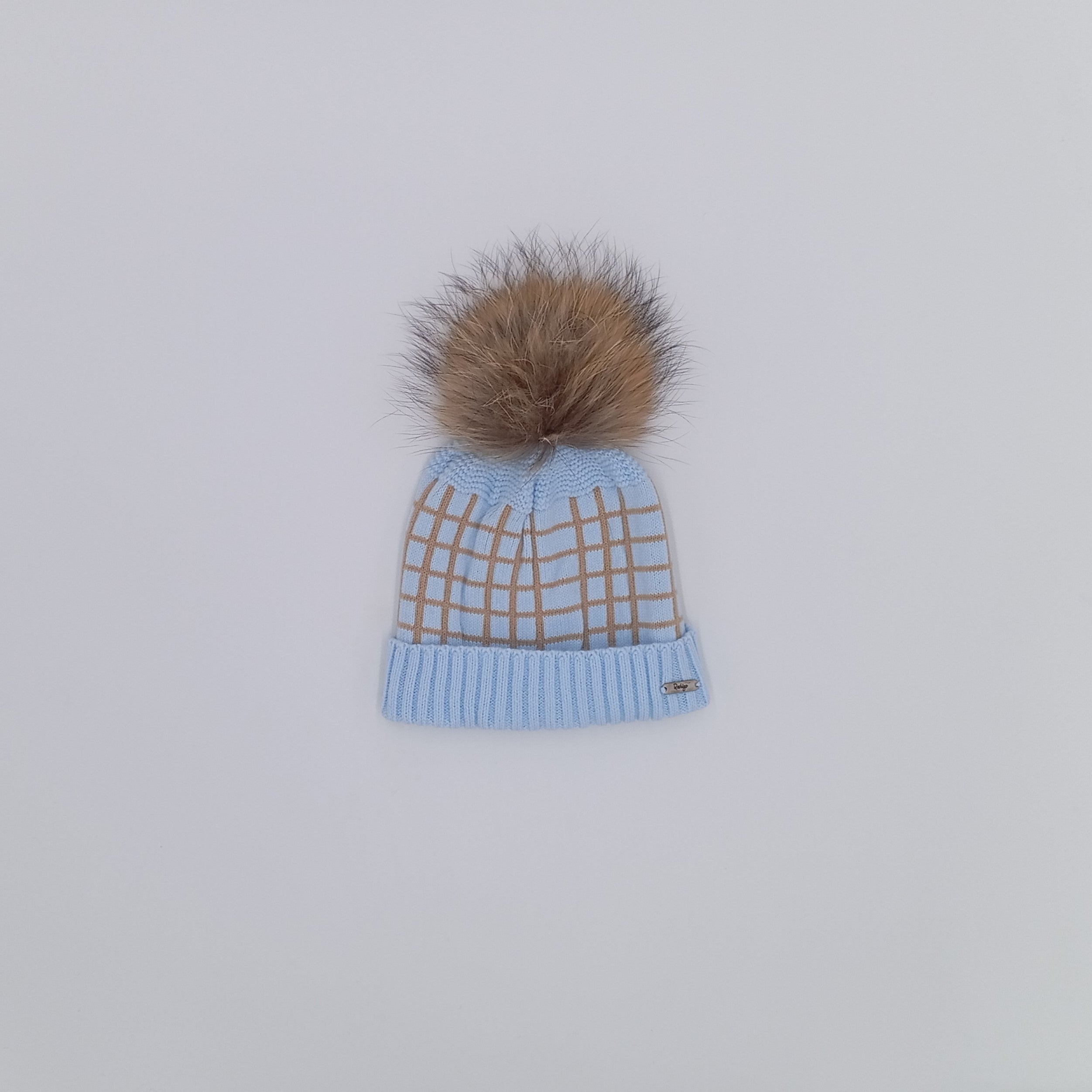 RAHIGO AW24 Blue & Camel Boys Pom Pom Hat - CLEARANCE SALE