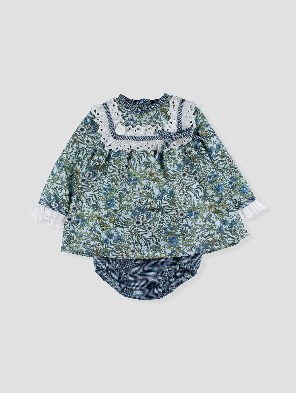 AW24 FOQUE Klein Light Blue Floral Girls Dress & Knickers - CLEARANCE SALE