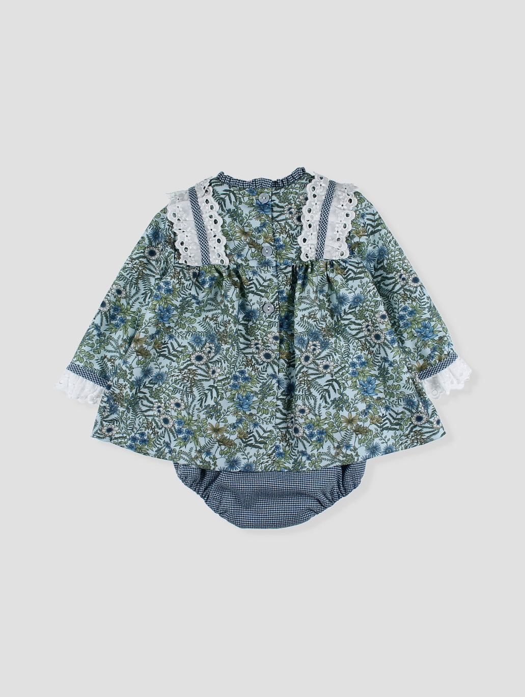 AW24 FOQUE Klein Light Blue Floral Girls Dress & Knickers - CLEARANCE SALE