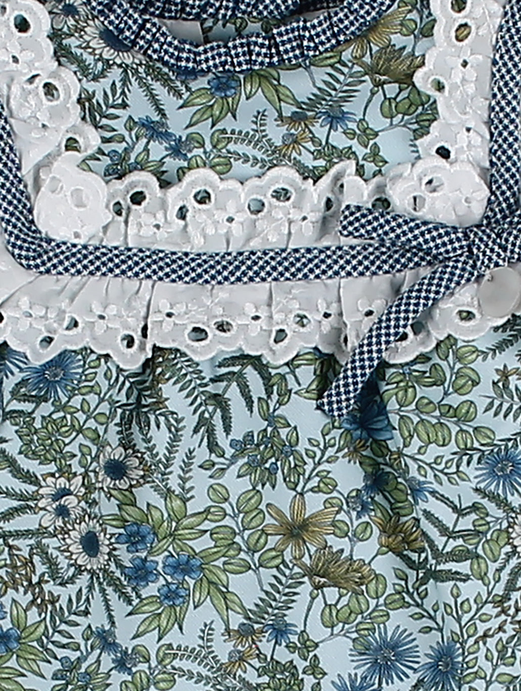 AW24 FOQUE Klein Light Blue Floral Girls Dress & Knickers - CLEARANCE SALE