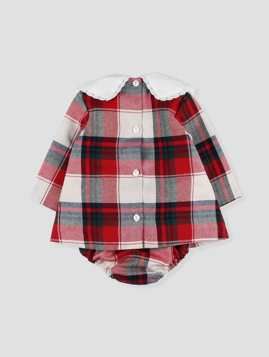 FOQUE Tartan Girls Pom Pom Dress & Knickers