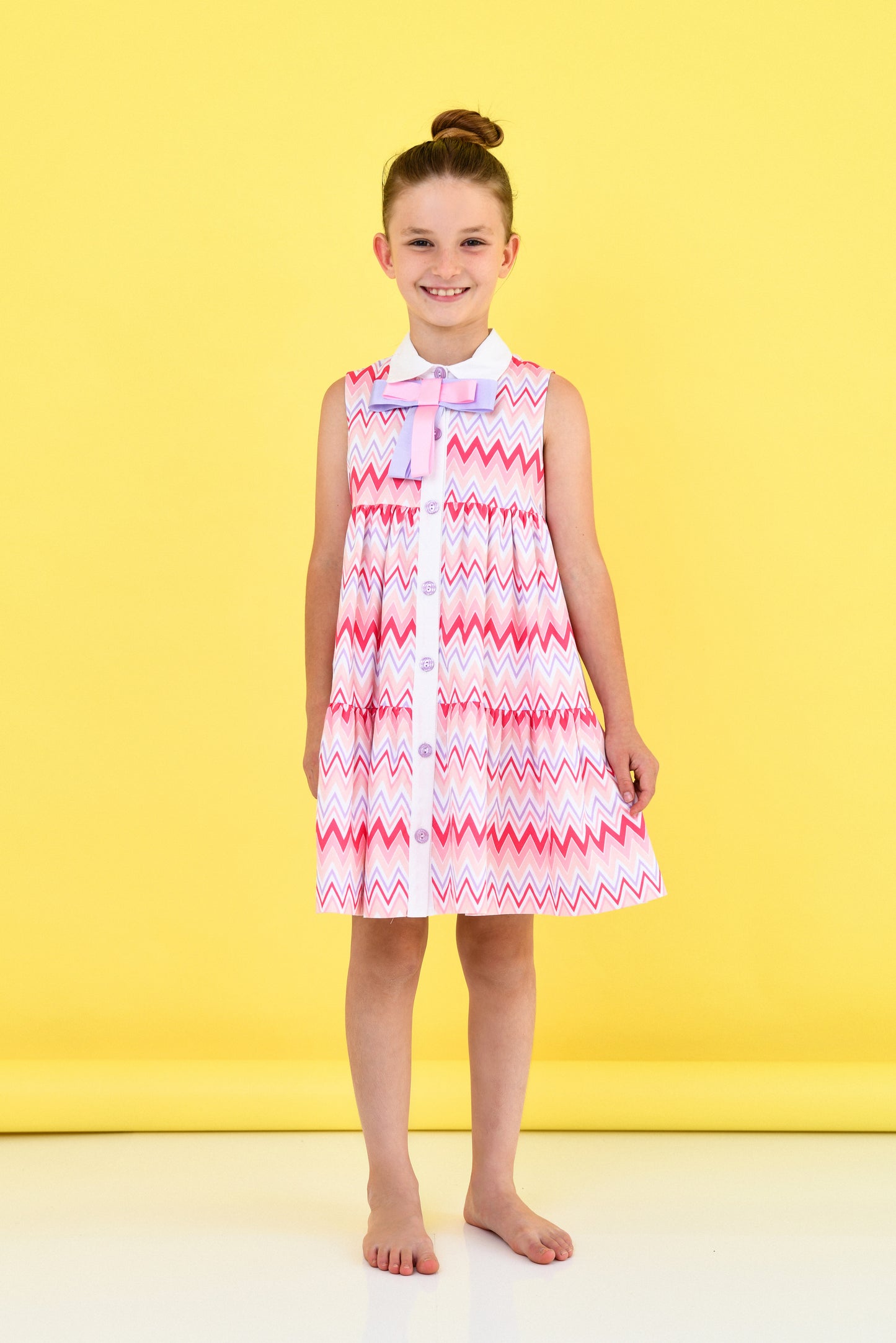 ROCHY ZigZag Girls Pink Shirt Dress - 24615