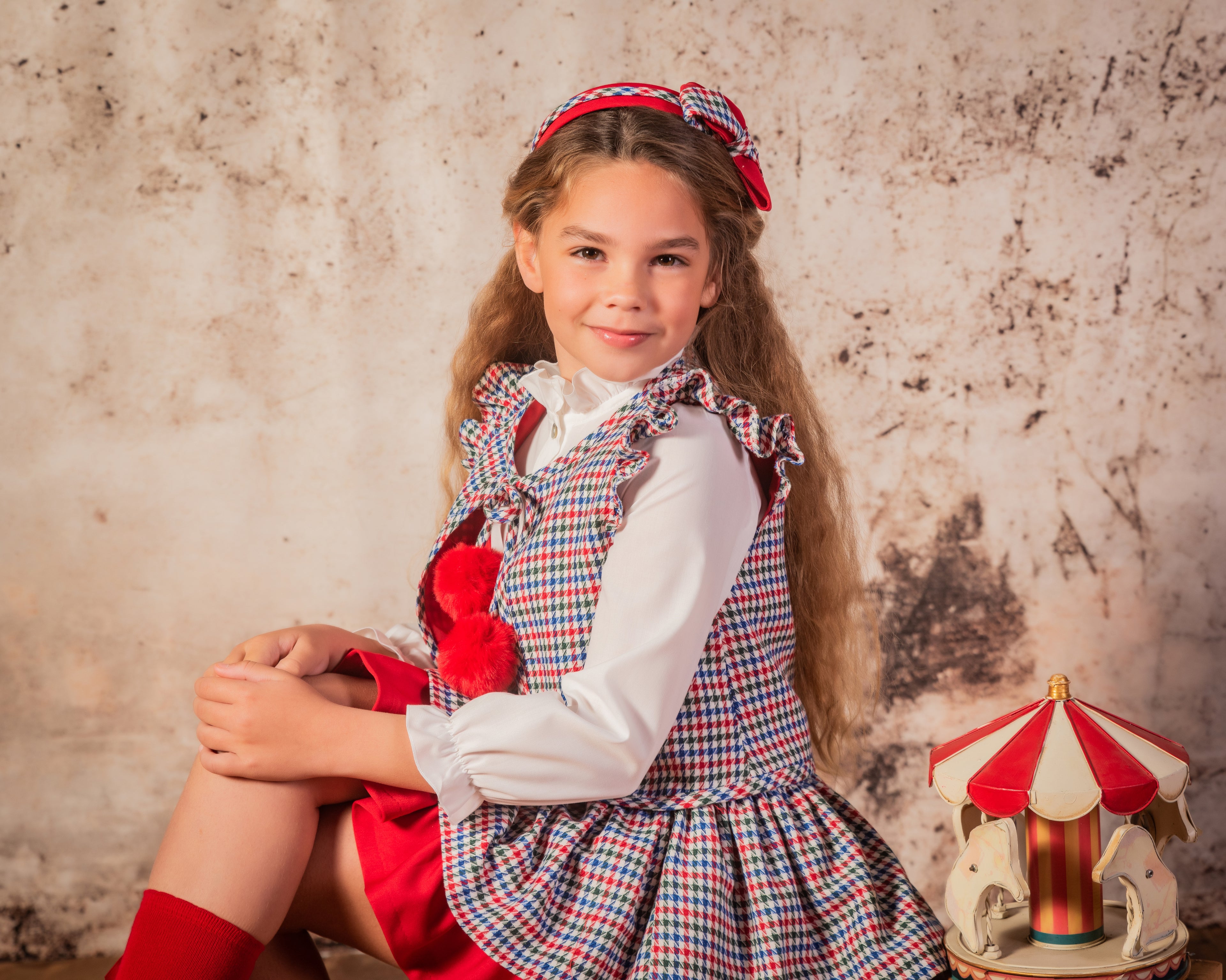BABINE AW24 Red, Blue & Green Check Girls Three Piece Skirt Set - CLEARANCE SALE