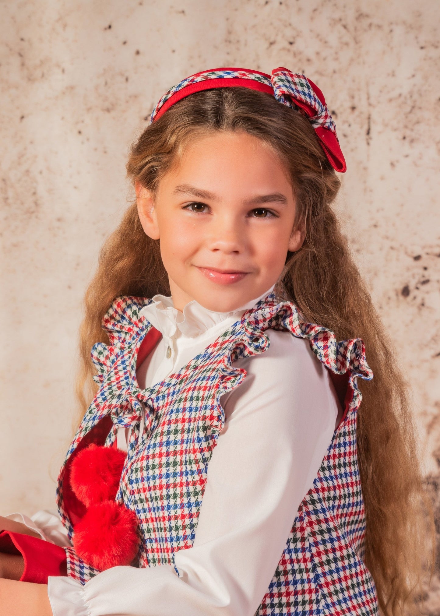 BABINE AW24 Red, Blue & Green Check Girls Headband - 2512920