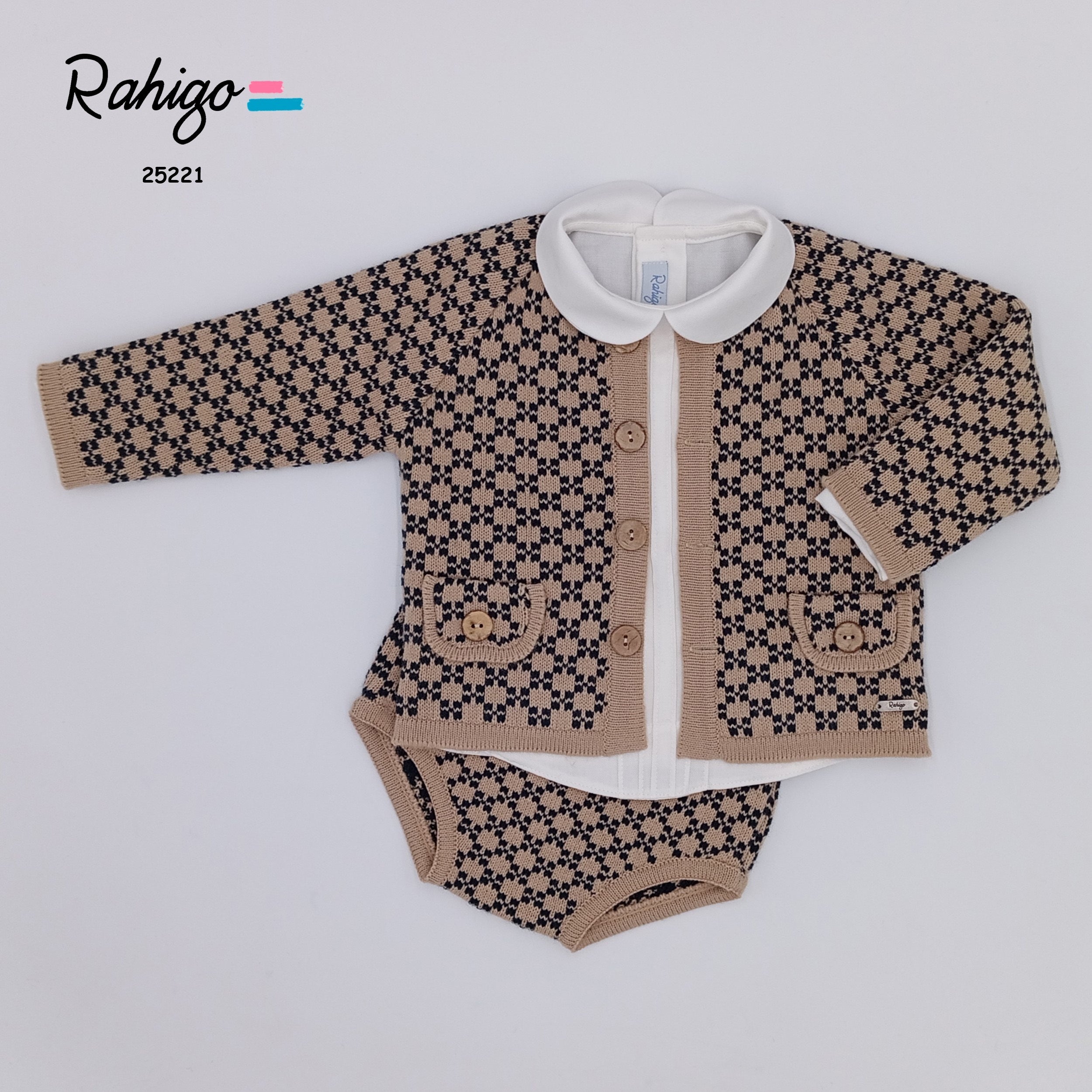 AW25 RAHIGO Baby Blue & Camel Boys Jam Pant Set with Cardigan - 25221