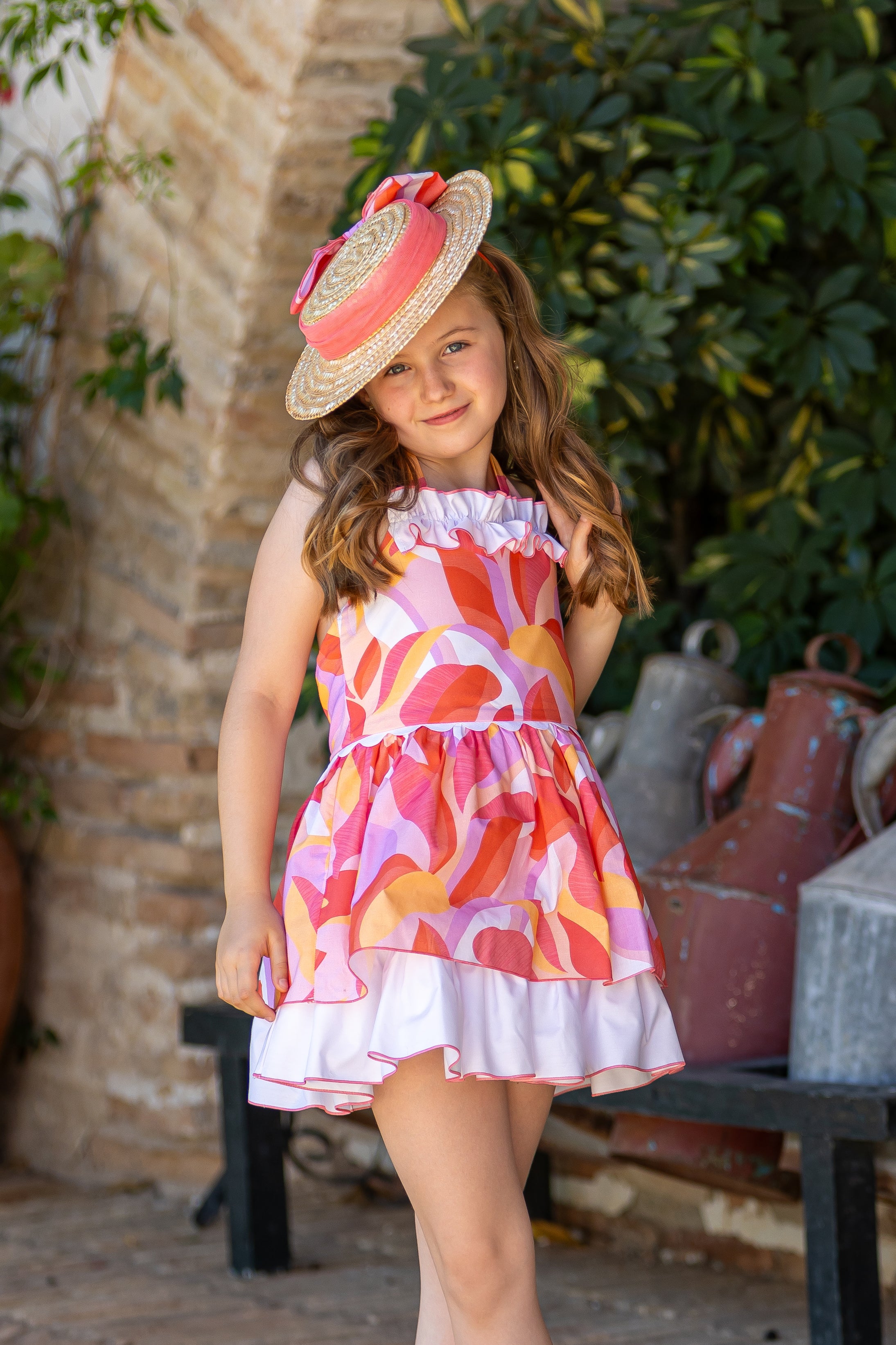 BABINE SS25 Coral Abstract Girls Dress - 2522809