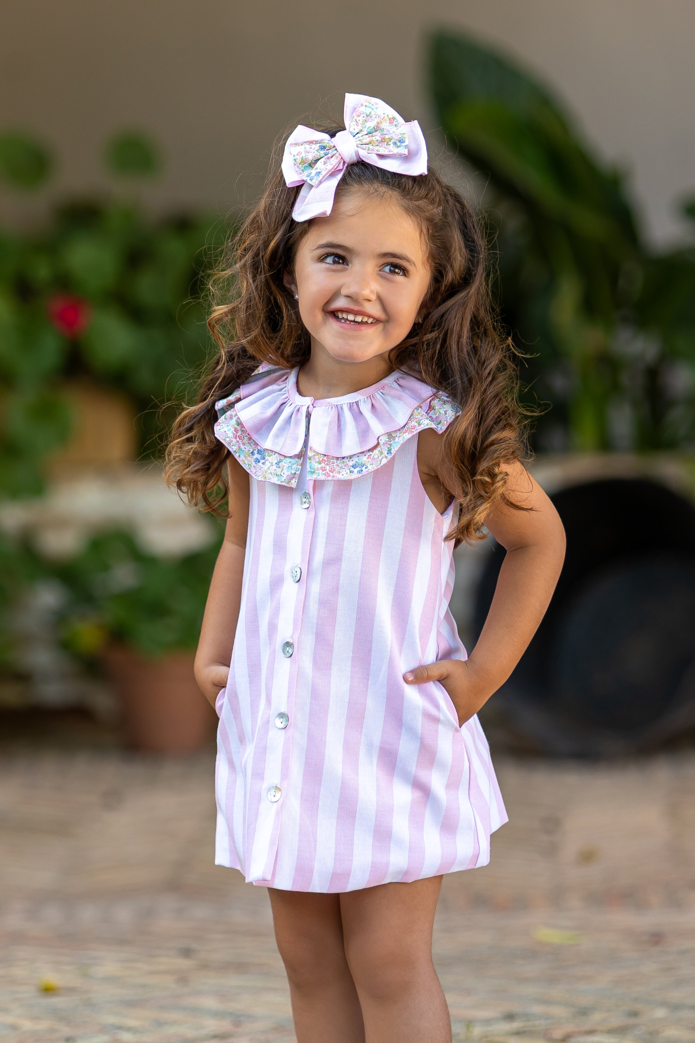 BABINE SS25 Liberty Girls Pink Stripe Dress - 2522811