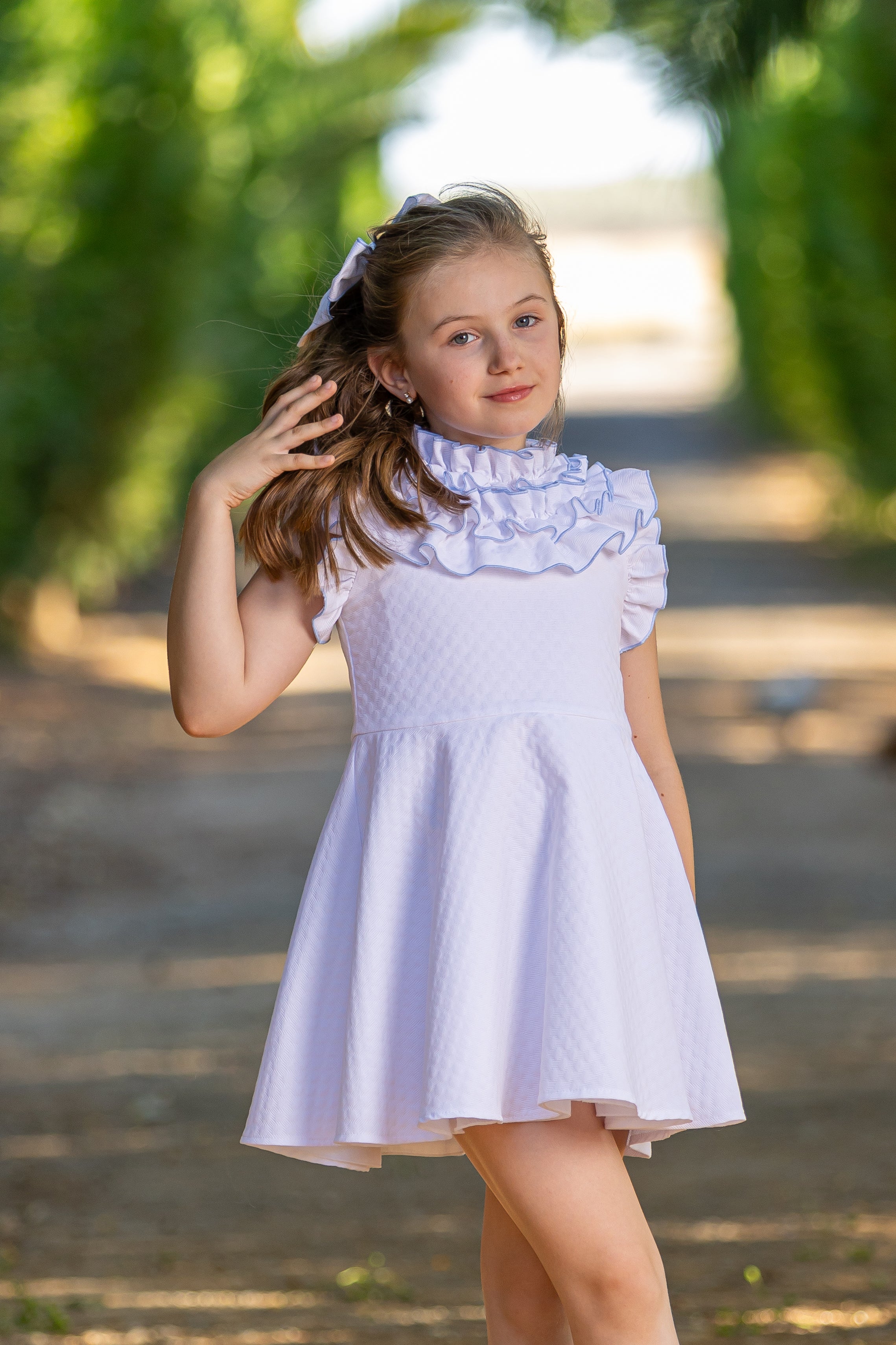 BABINE SS25 Paz Girls White & Blue Dress - 2522829