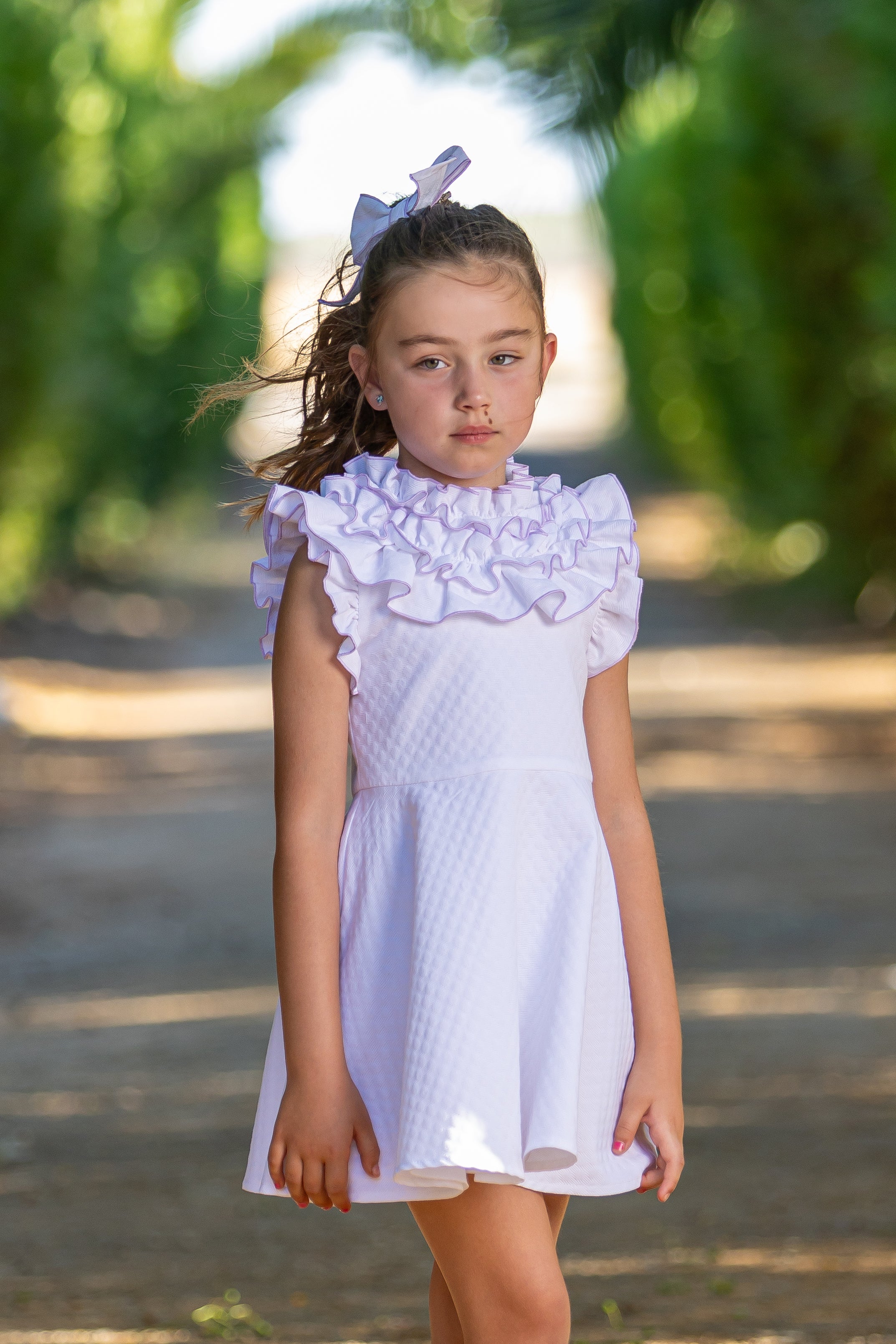 BABINE SS25 Paz Girls White & Lilac Dress - 2522829