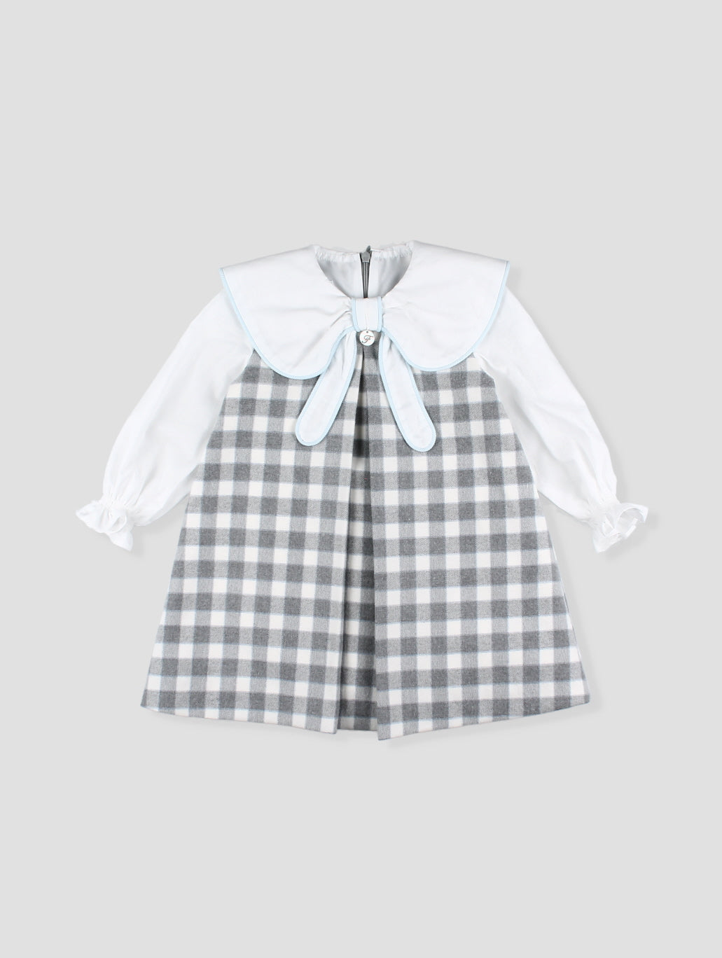 AW25 FOQUE Los Fogones Girls Blue & Grey Check Dress