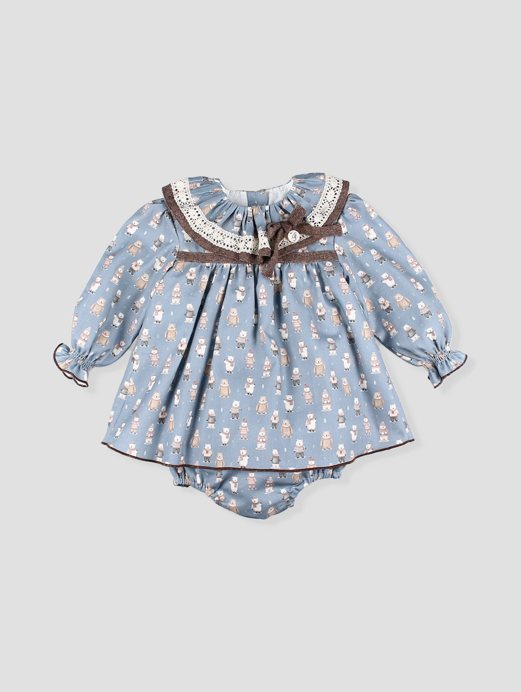 AW25 FOQUE La Cabana Girls Blue Bear Dress & Knickers