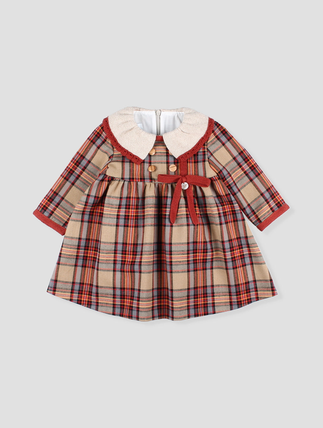 AW25 FOQUE La Calabaza Girls Camel Check Dress