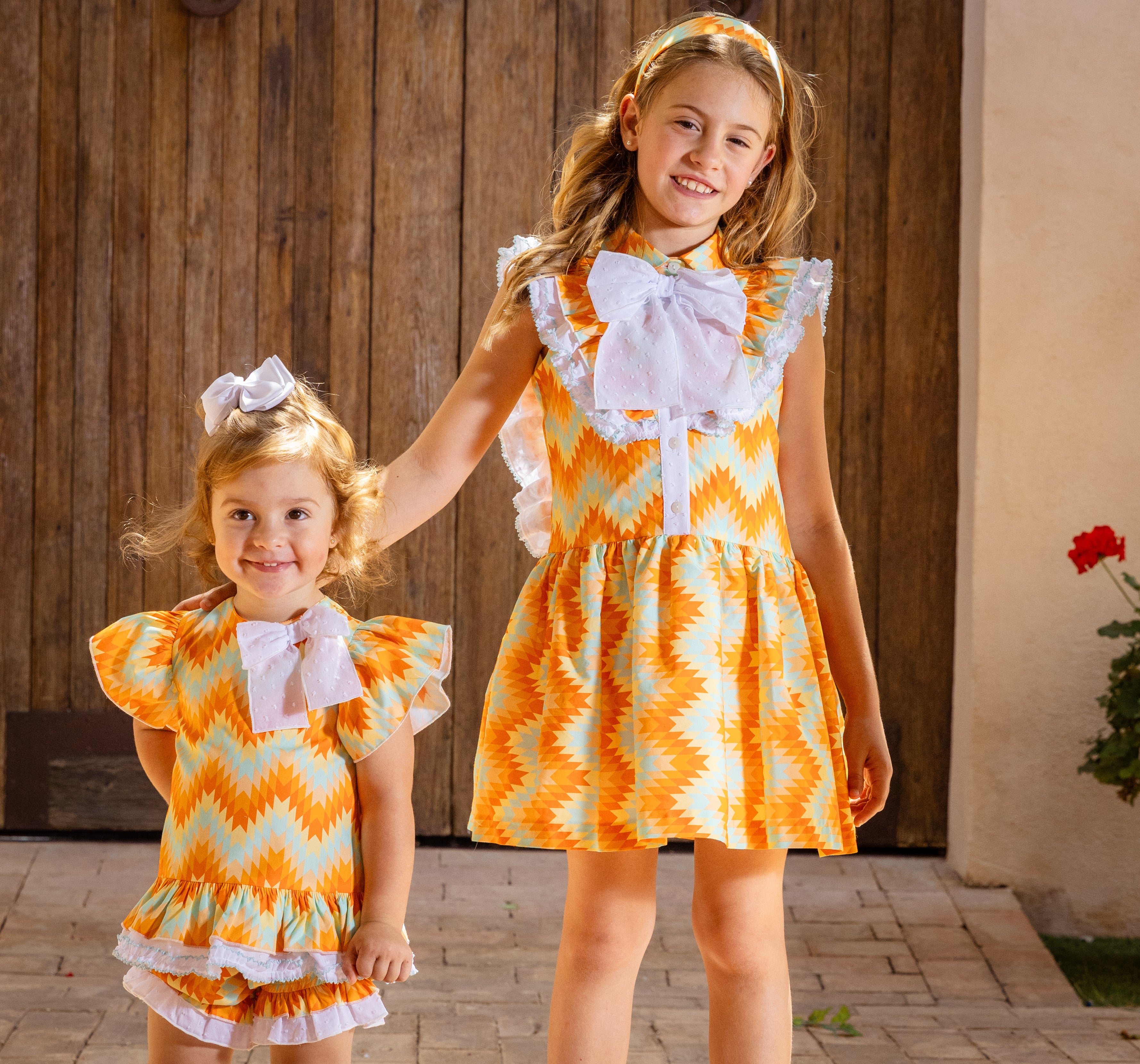 ROCHY SS25 Flecha Orange & Mint Zig Zag Girls Jam Pant Set - 25357