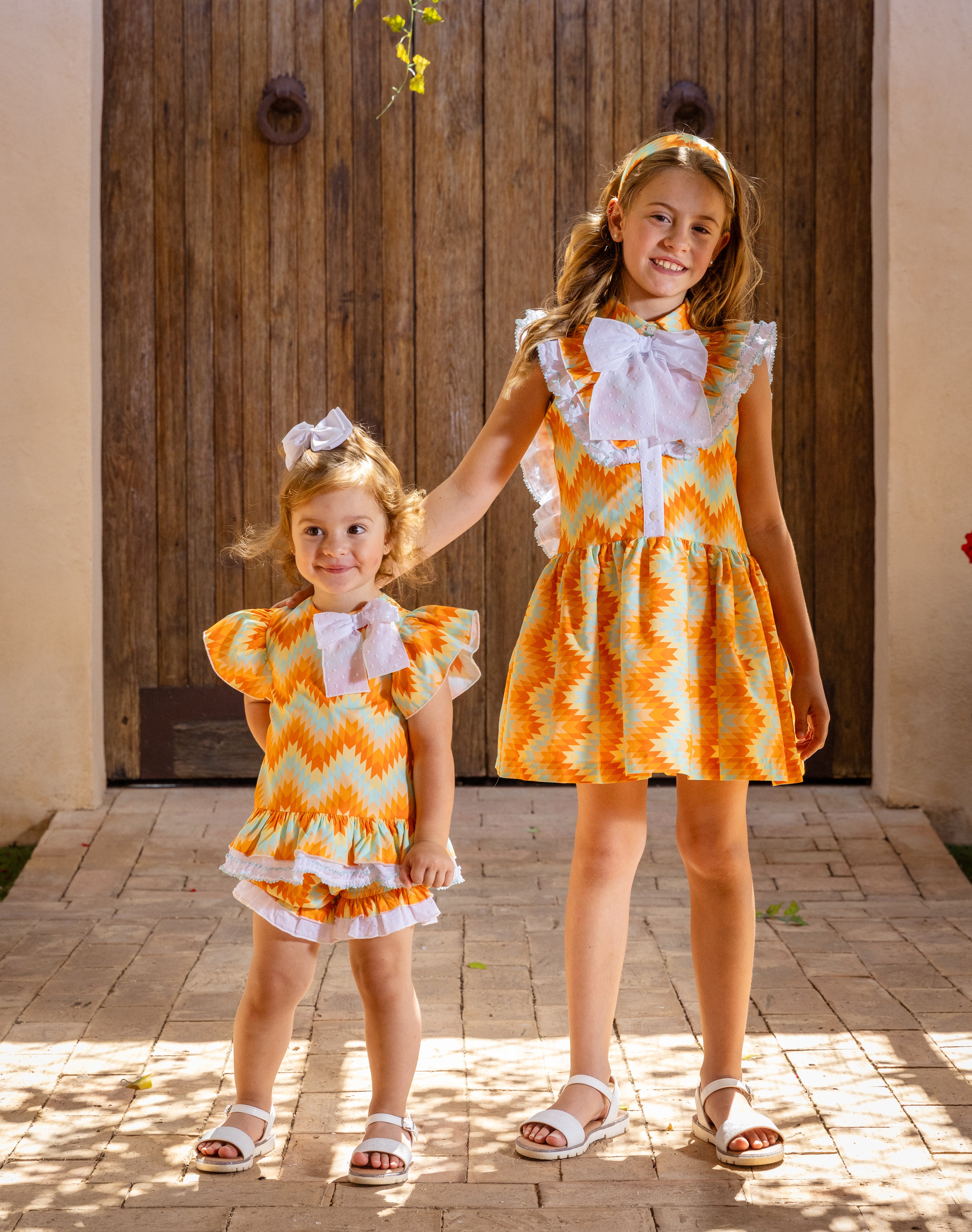 ROCHY SS25 Flecha Orange & Mint Zig Zag Girls Jam Pant Set - 25357