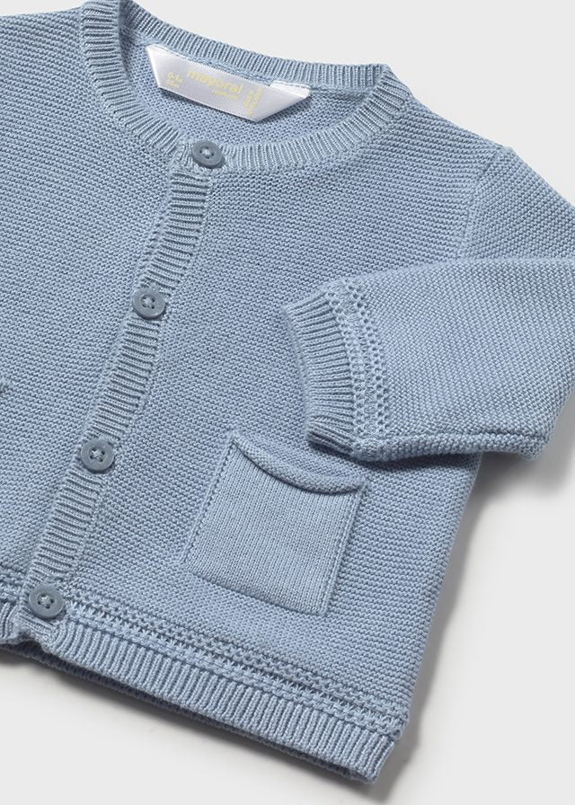 Mayoral boys blue knit cardigan 1303 - detail view