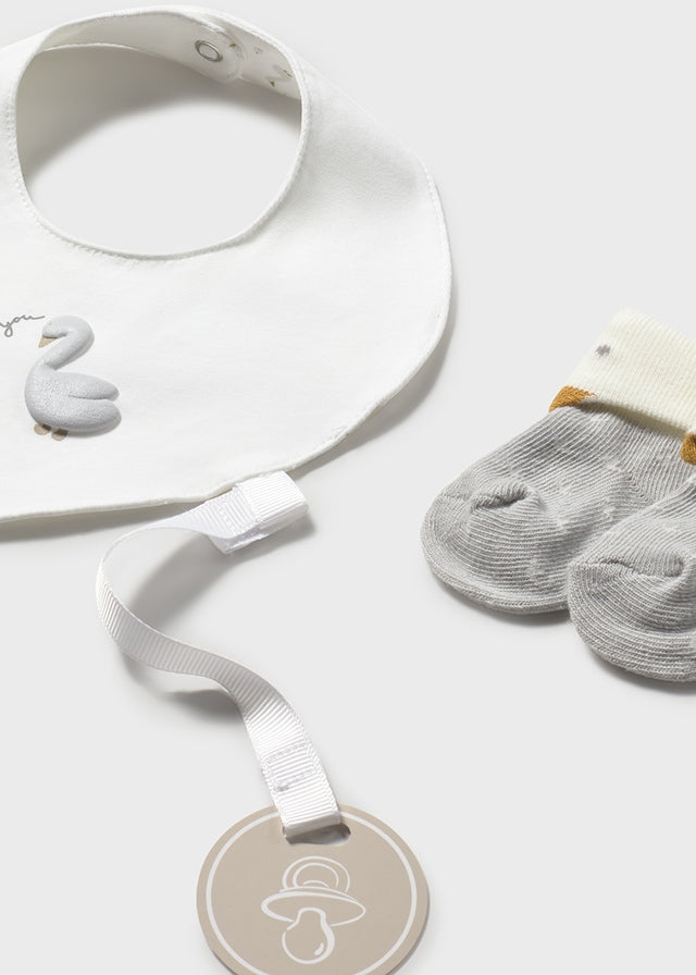 Mayoral unisex Little Ducks white and grey romper set 1727 - detail view