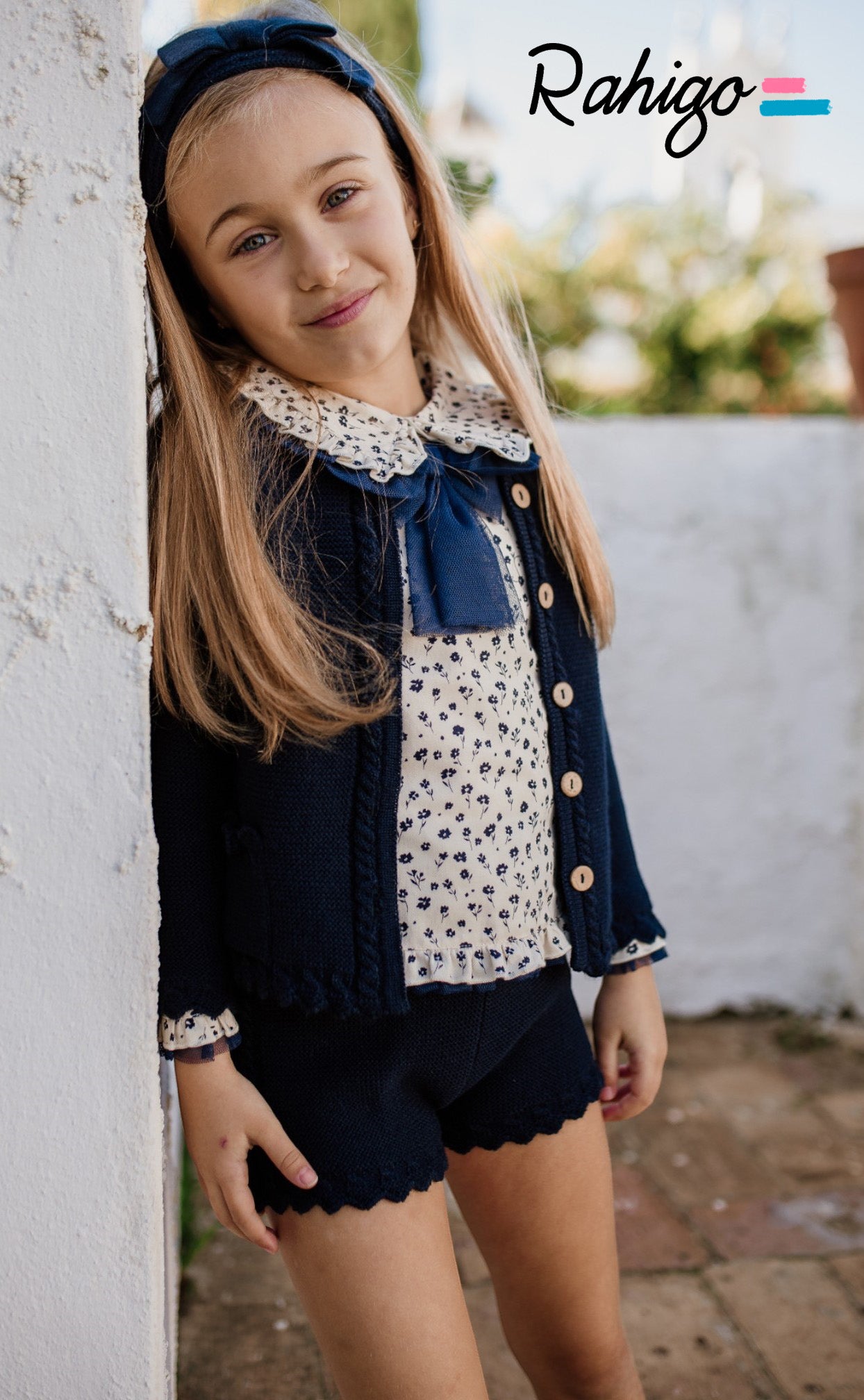 RAHIGO AW24 Navy Floral Girls Three Piece Short Set - CLEARANCE SALE