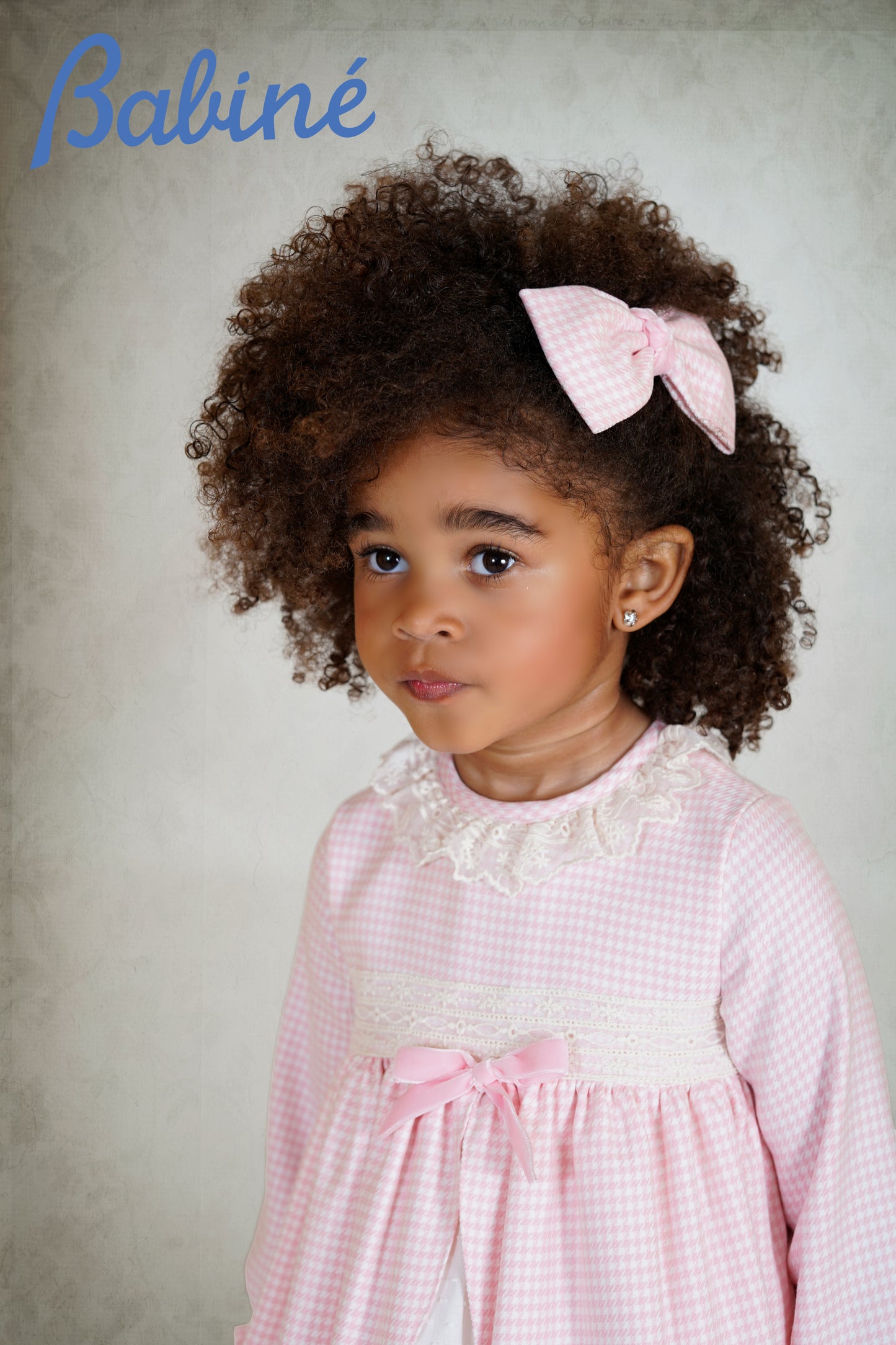 PRE ORDER AW25 BABINE Dogtooth Girls Pink Dress - 2612805