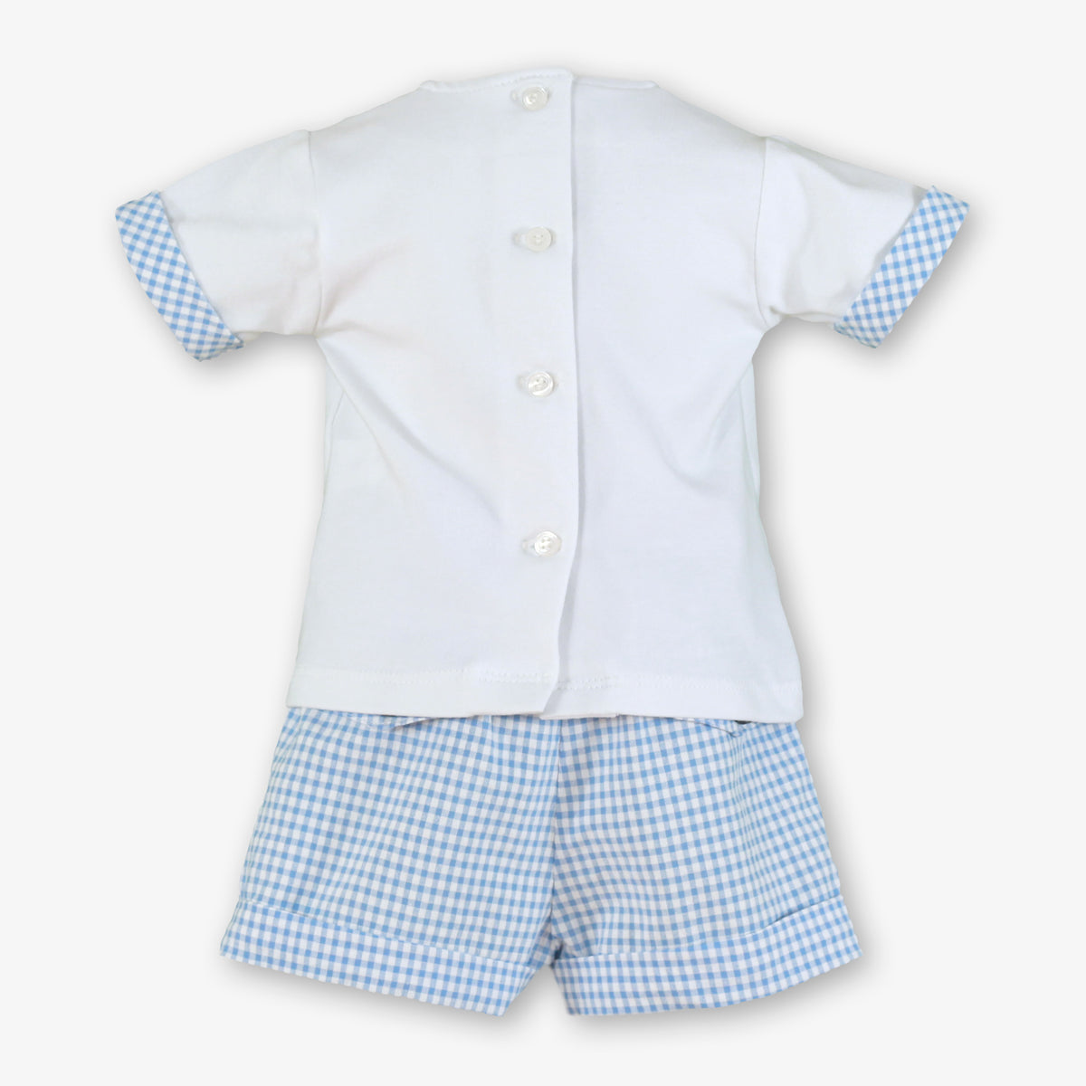 Miranda Blue Check boys short set back view