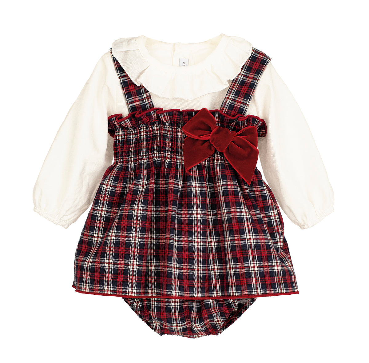 AW25 CALAMARO Monzon Girls Navy Tartan Dress & Knickers - 22102