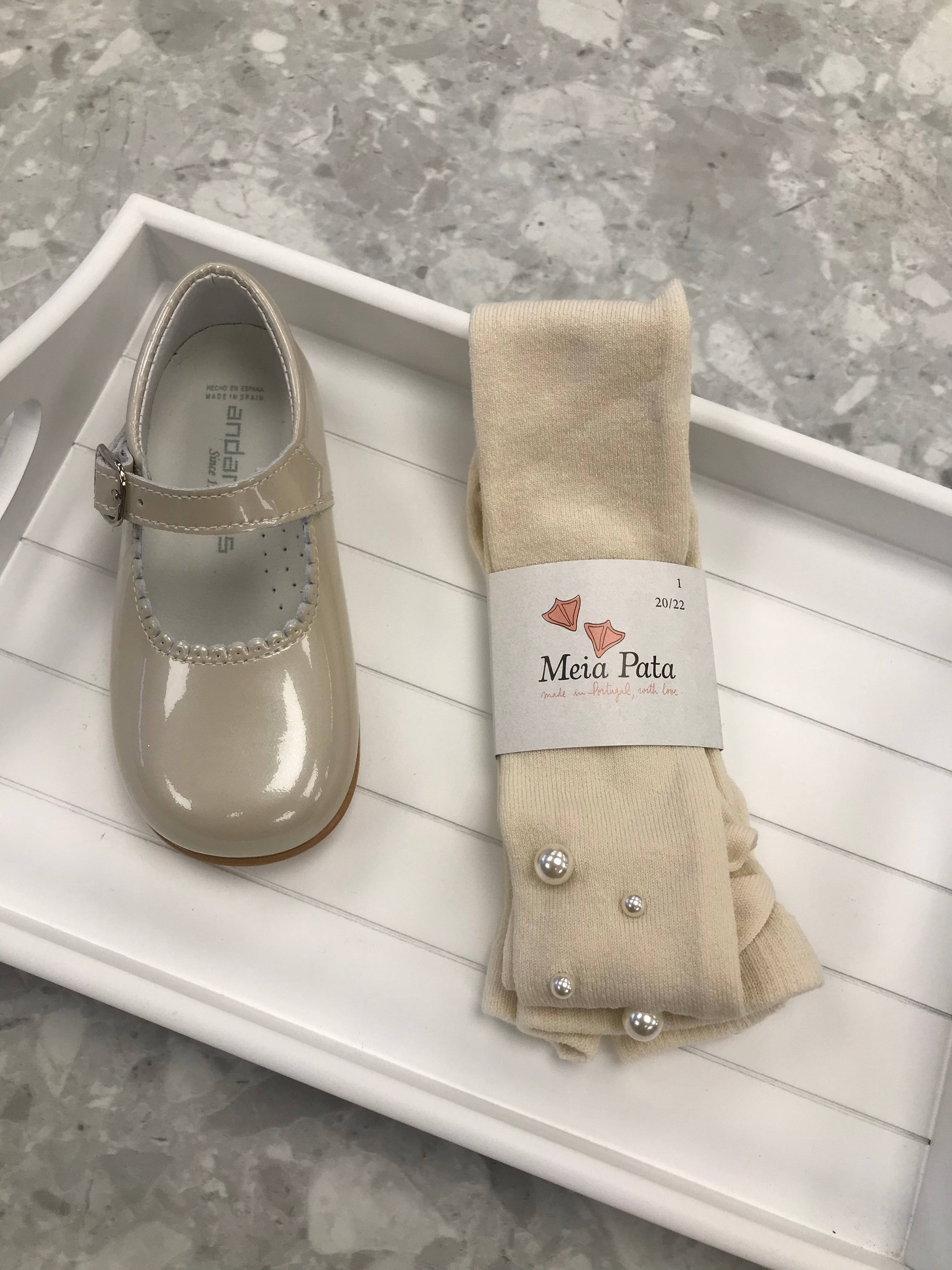 MEIA PATA Cream Pearl Girls Tights