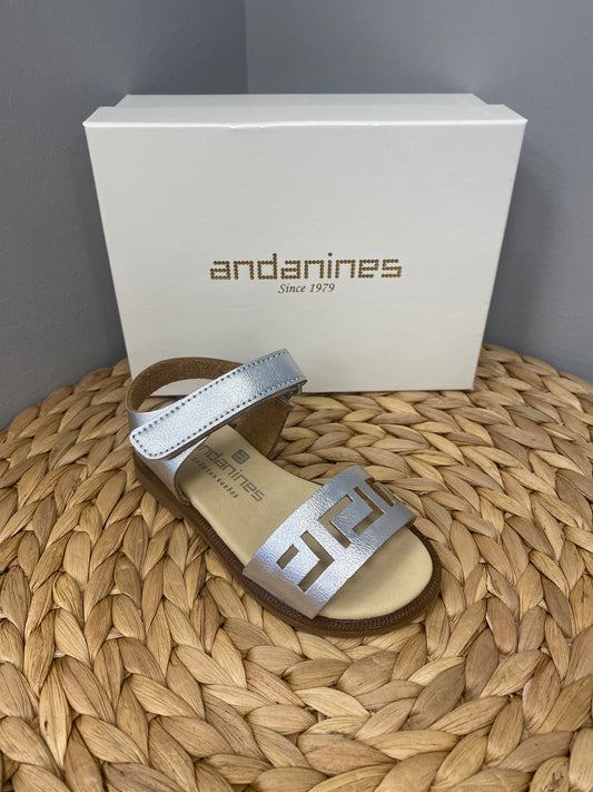 ANDANINES Girls Silver Leather Sandals