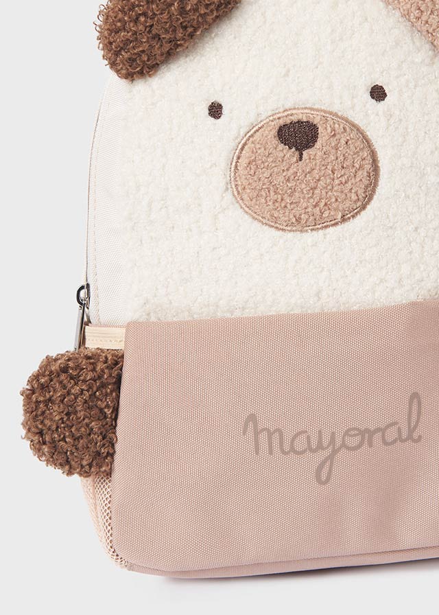 Mayoral unisex Teddy Bear Backpack 19354 - beige and brown detail view