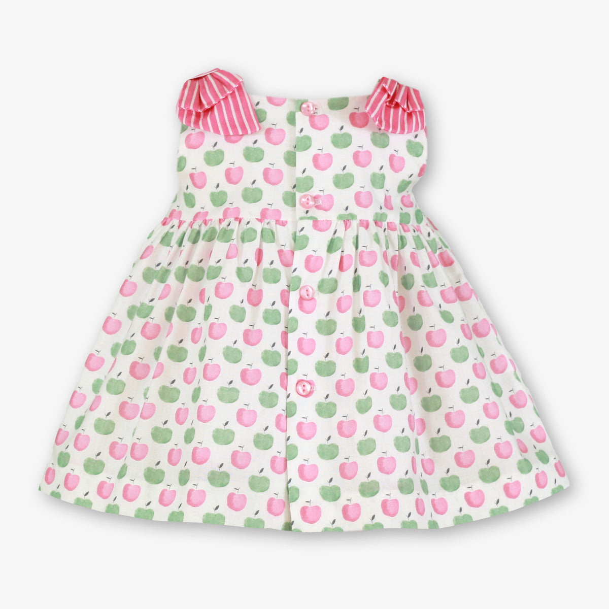 Miranda Manzana pink and green apple print girls dress back view