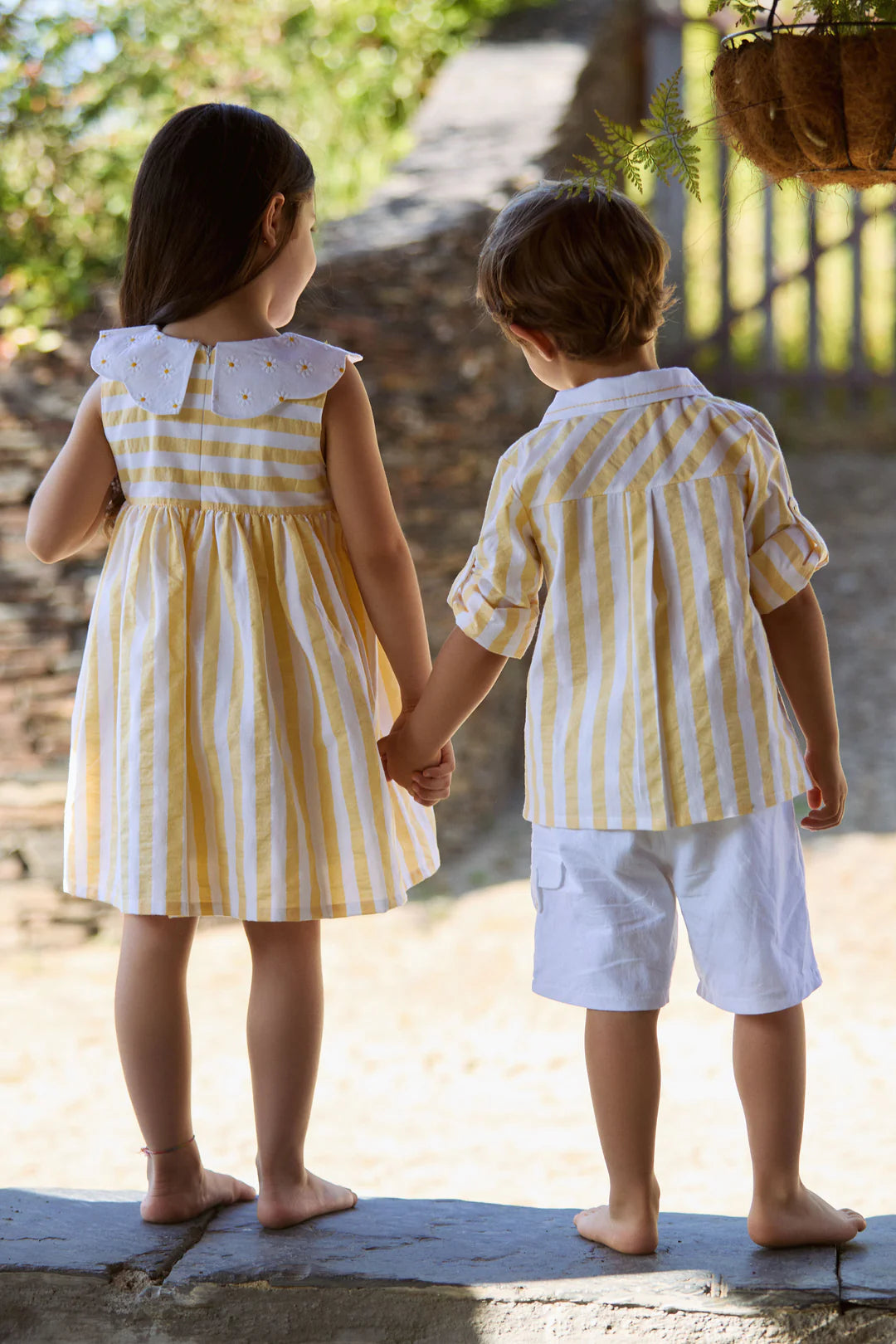 Deolinda Sunny girls lemon and white sun dress - alternate view