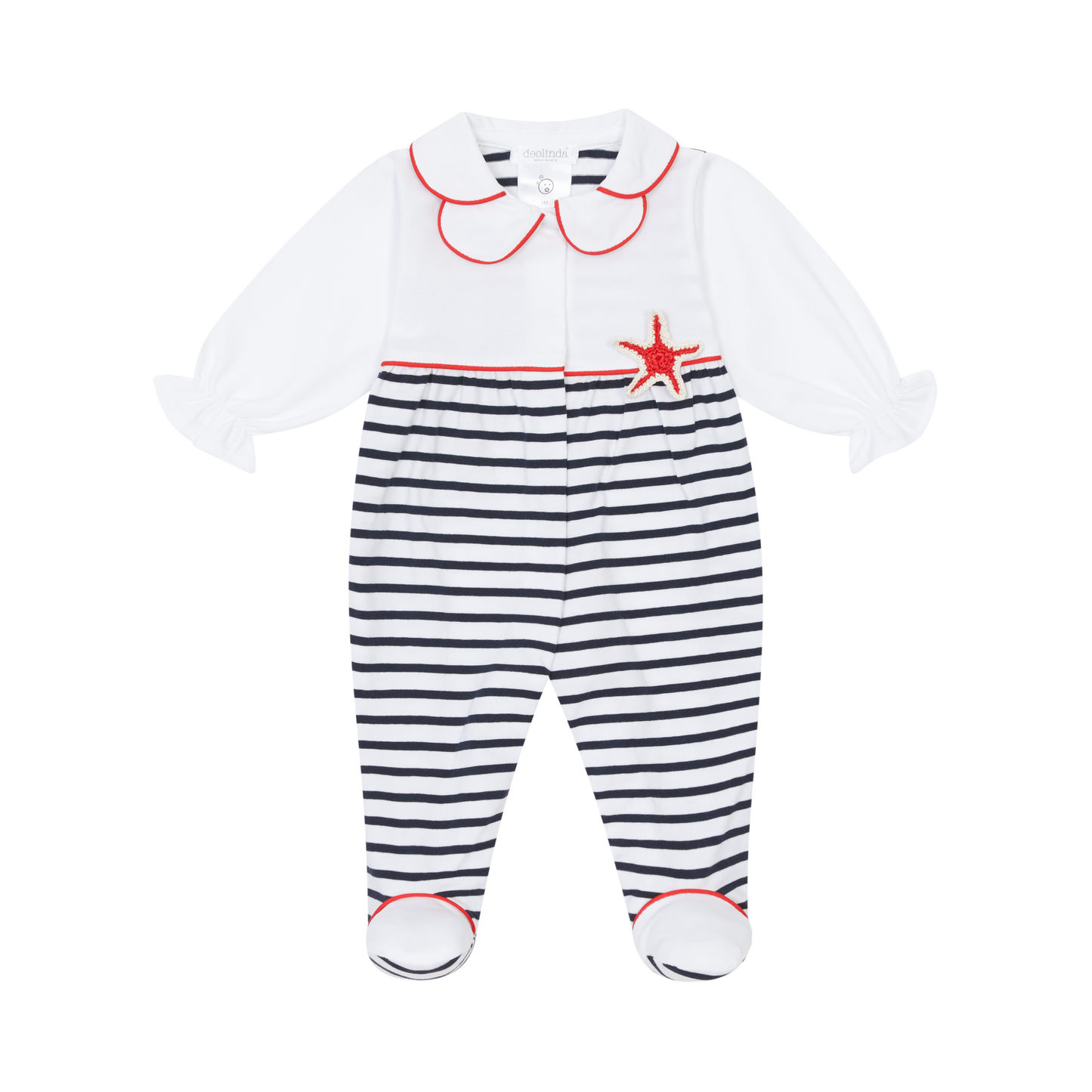 Deolinda Marine girls navy and white babygrow