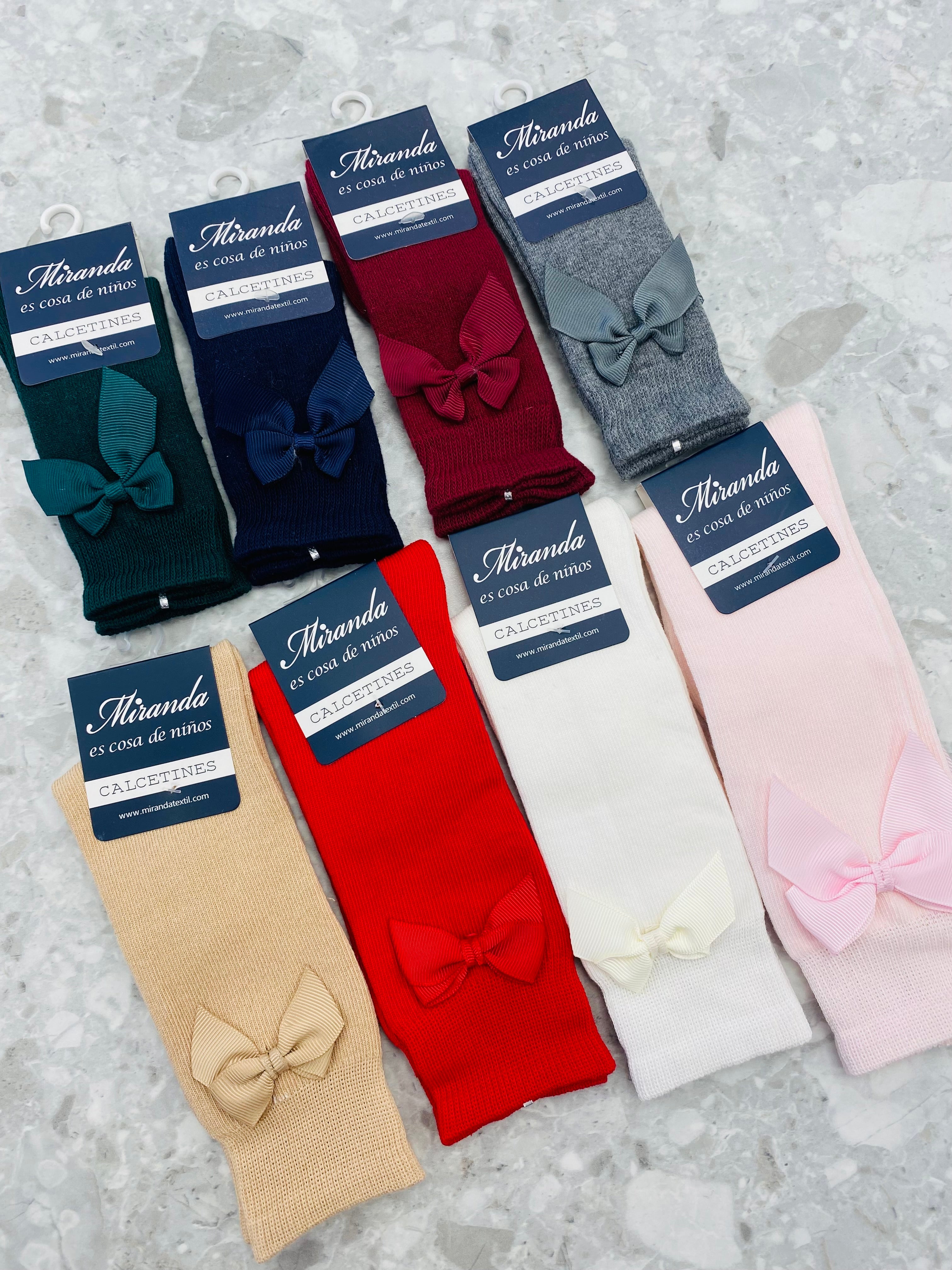 MIRANDA Girls Knee High Grosgrain Bow Socks - CLEARANCE SALE