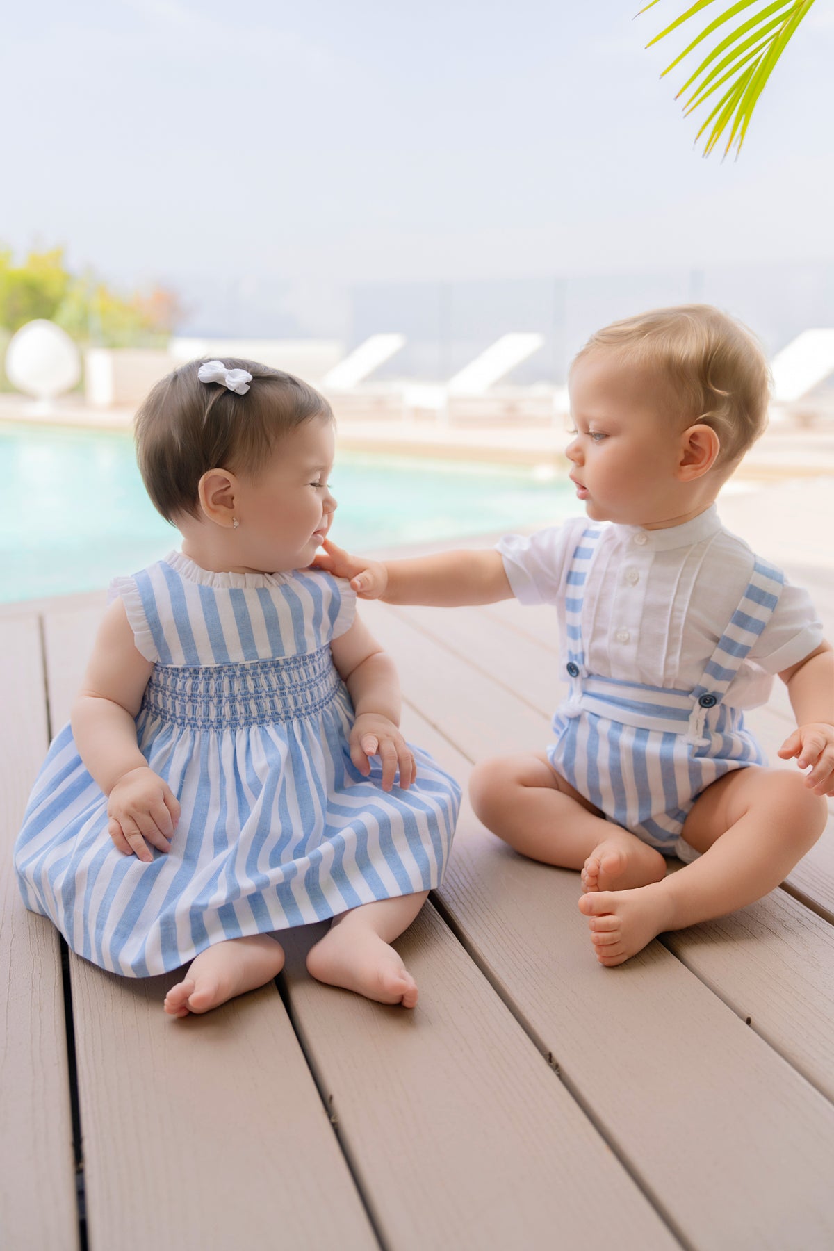 Miranda Blue & White Stripe Boys Short Set in blue and white stripes