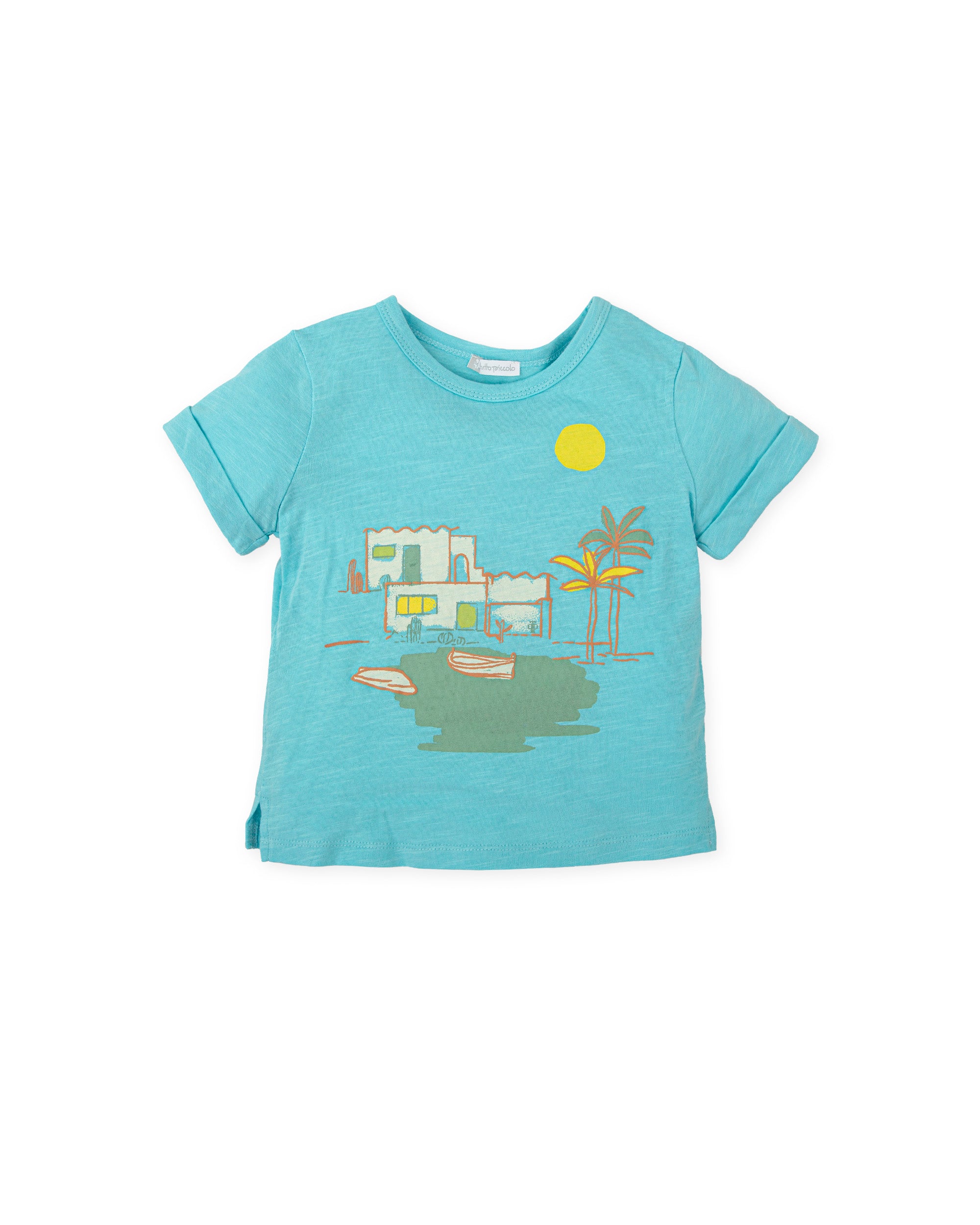 TUTTO PICCOLO SS25 Hawaii Boys Aquamarine Swimming Trunks & T-Shirt