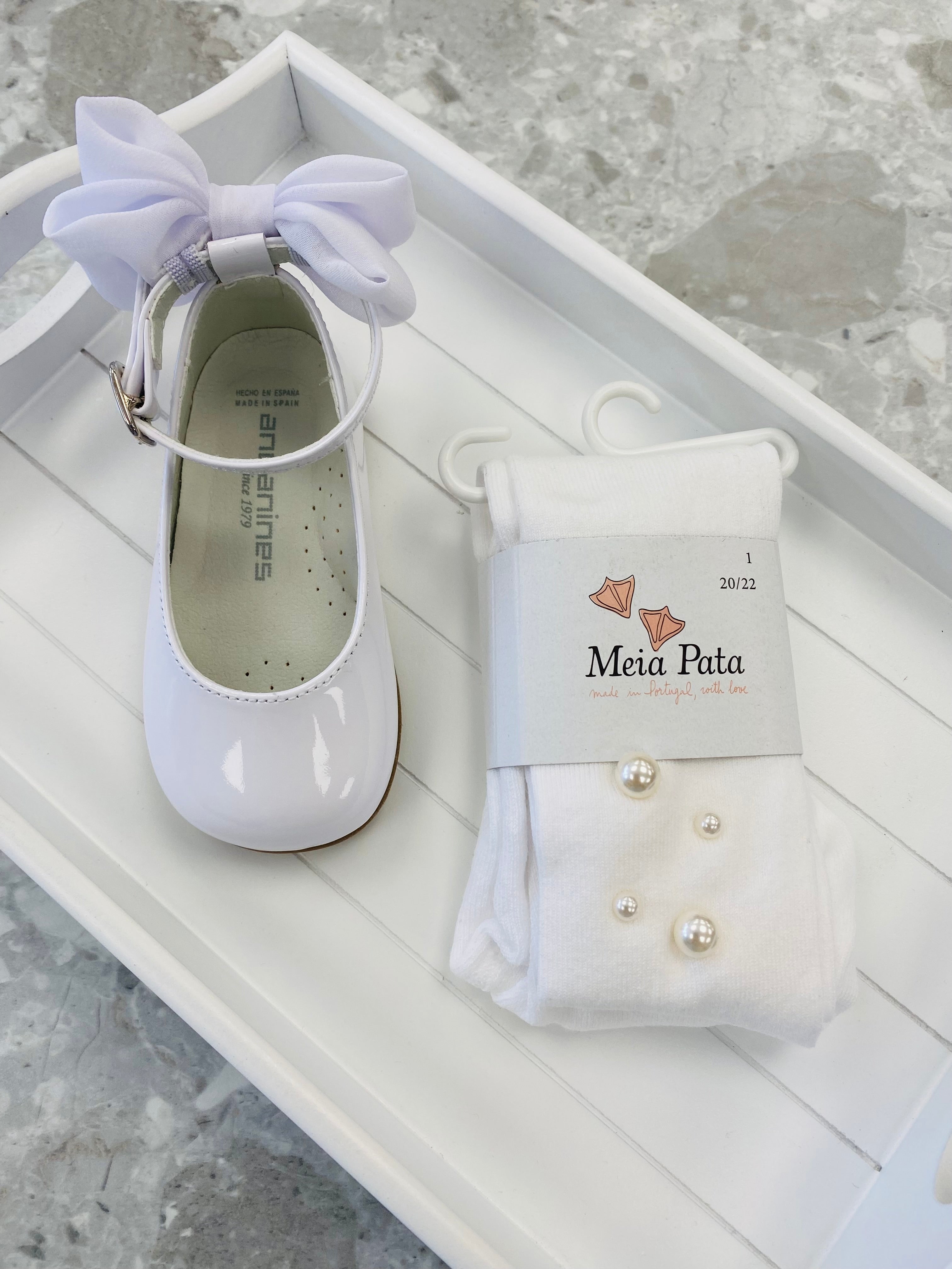 MEIA PATA Pearl Girls White Tights