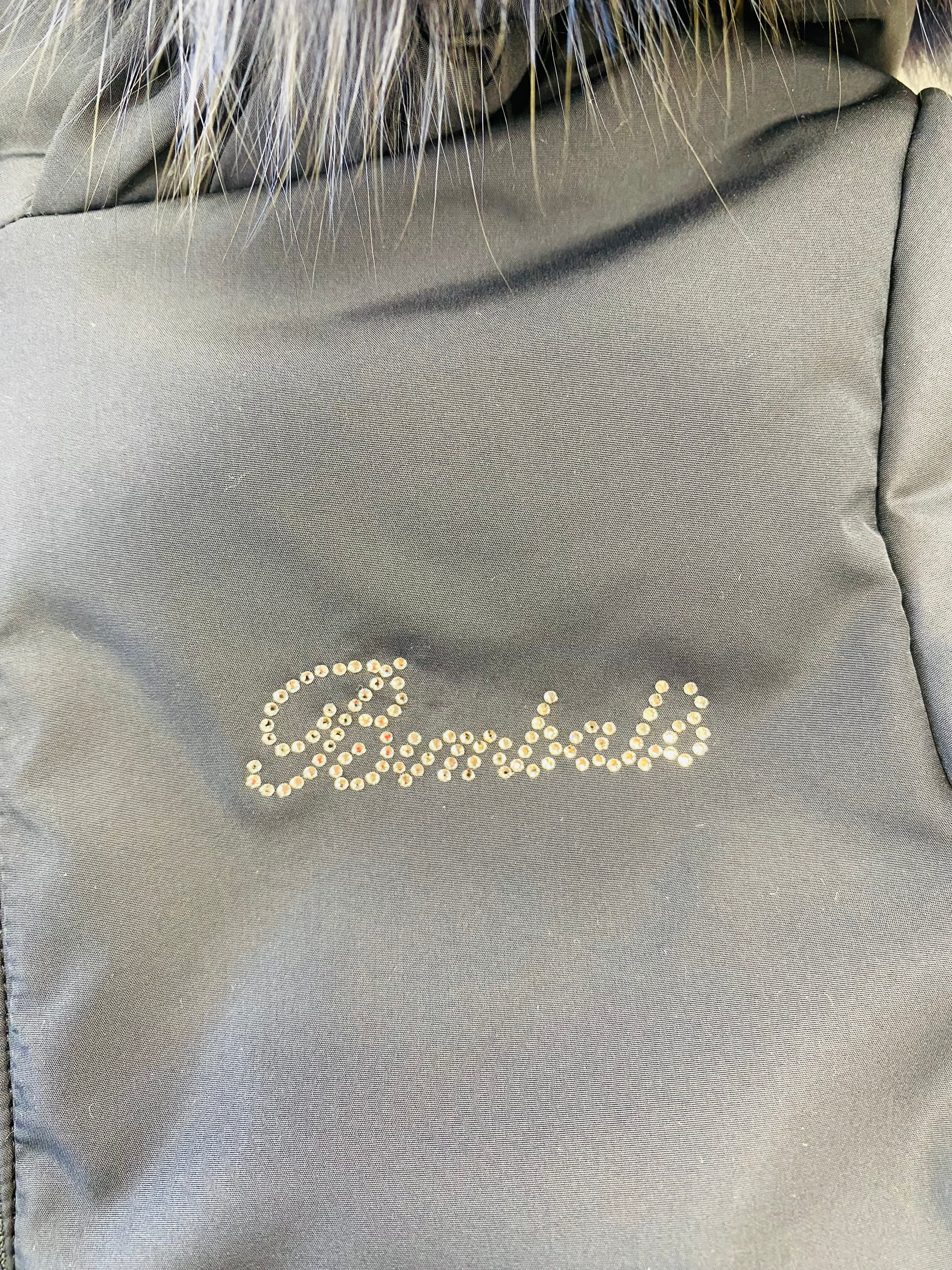 AW25 BIMBALO Girls Navy Coat with Fur & Pearl Trim