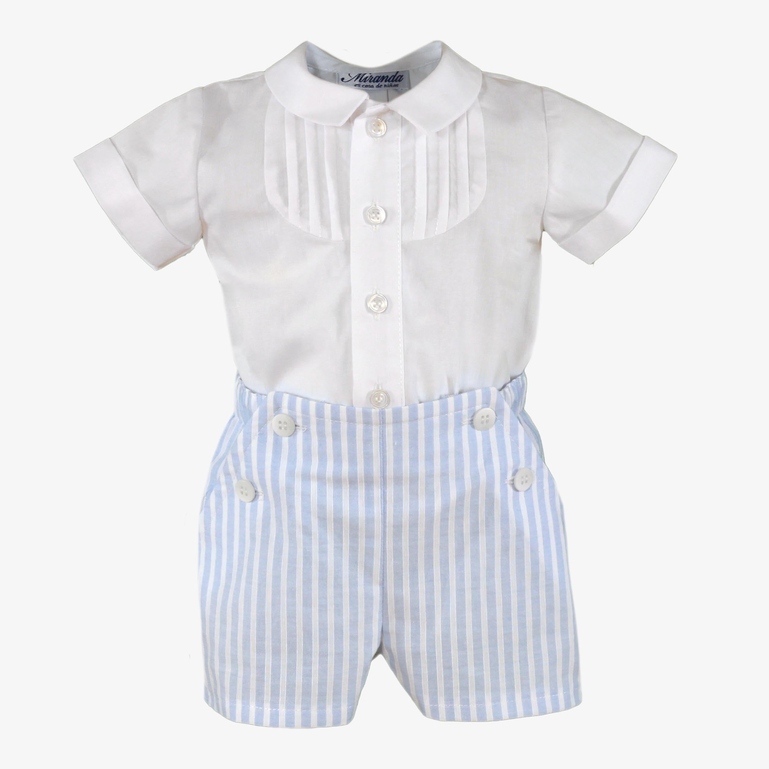 MIRANDA SS25 Blue & White Stripe Boys Short Set - 45/23