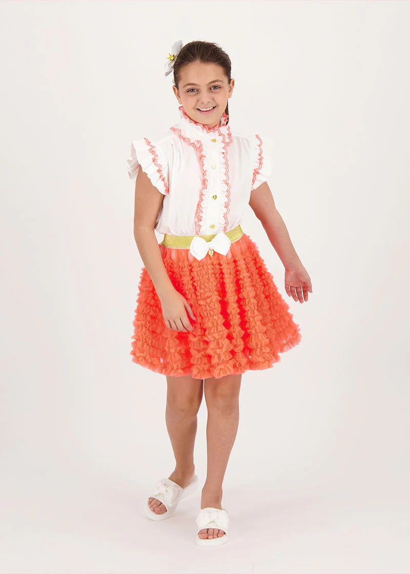 ANGEL'S FACE Ballroom Girls Neon Orange Skirt Set