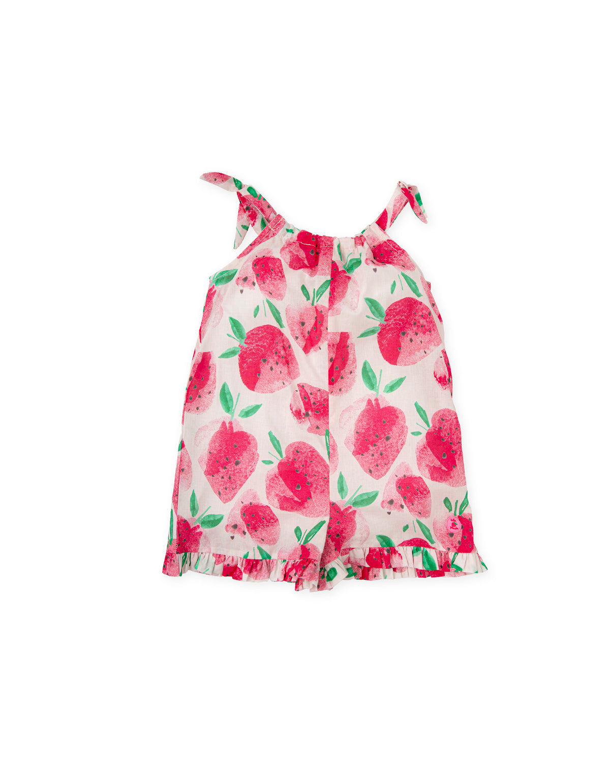 TUTTO PICCOLO Costa Rica Girls Strawberry Print Playsuit - front