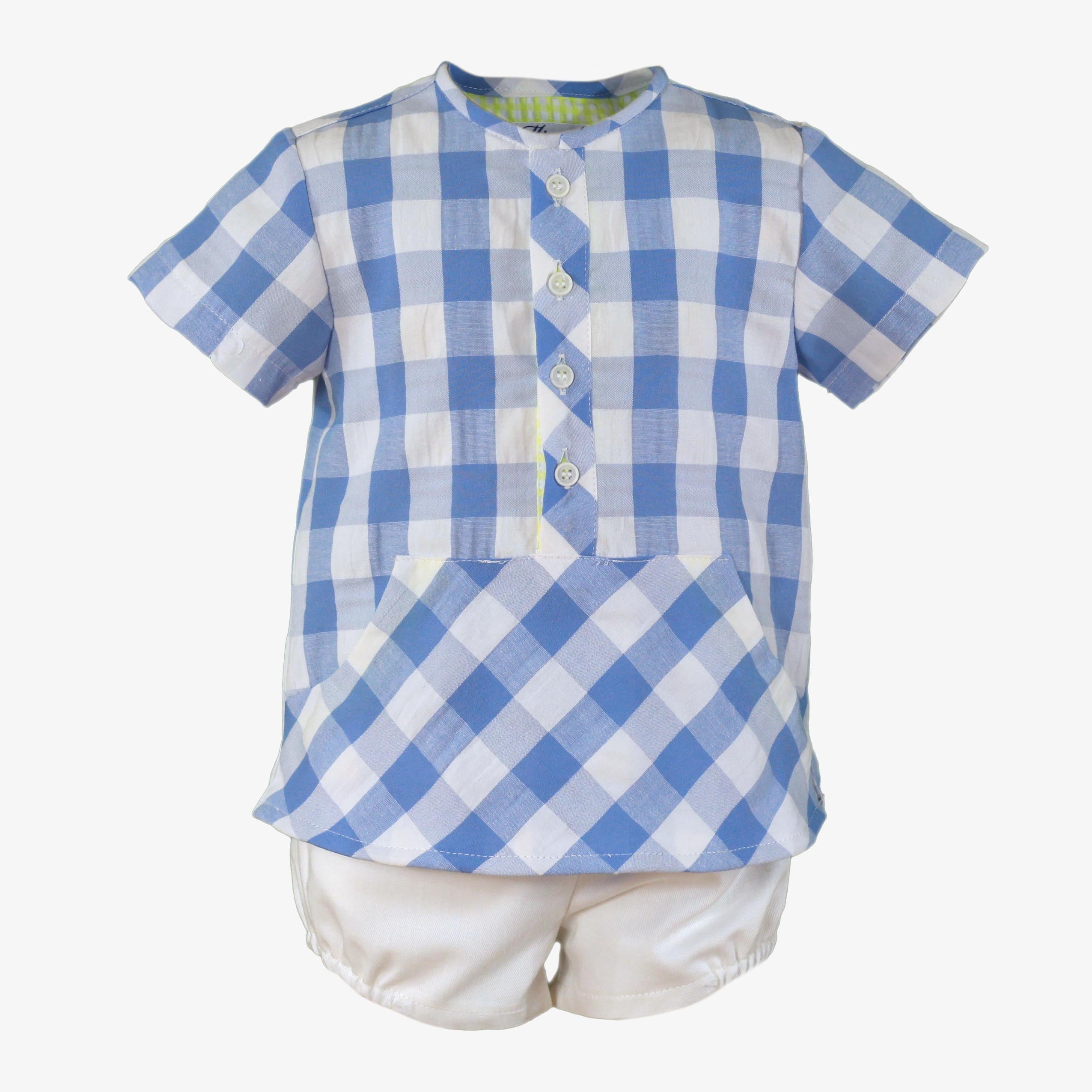 MIRANDA SS25 Blue Boys Gingham Check Short Set - 522/23