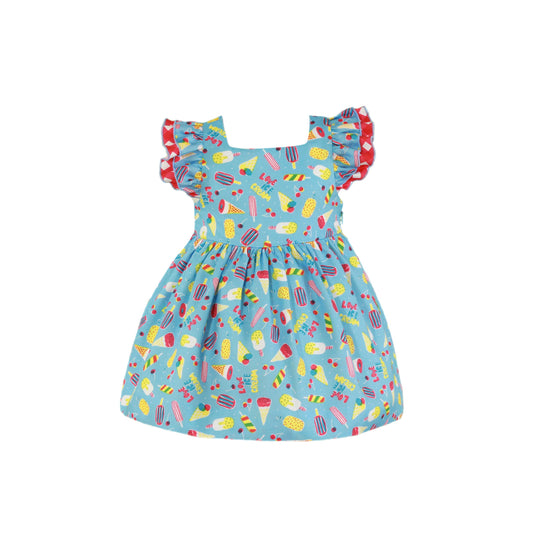 MIRANDA Ice Lolly Print Blue Baby Girls Dress - 530