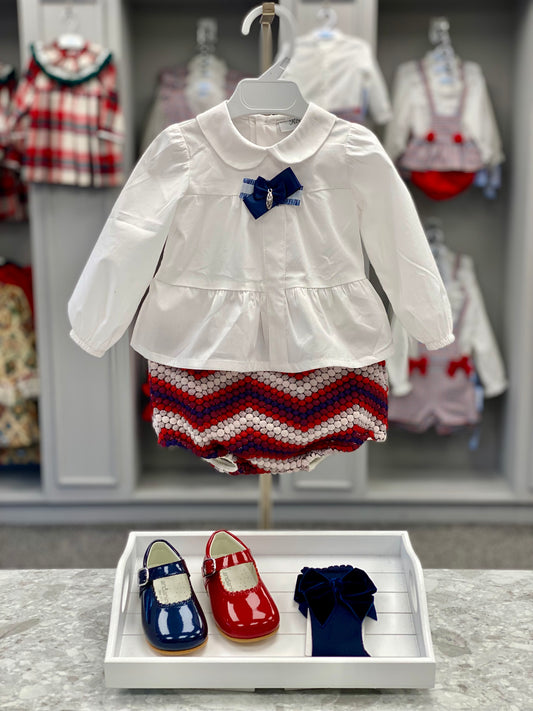 ROCHY AW23 Bolas Red & Navy Baby Girls Jam Pant Set - CLEARANCE SALE