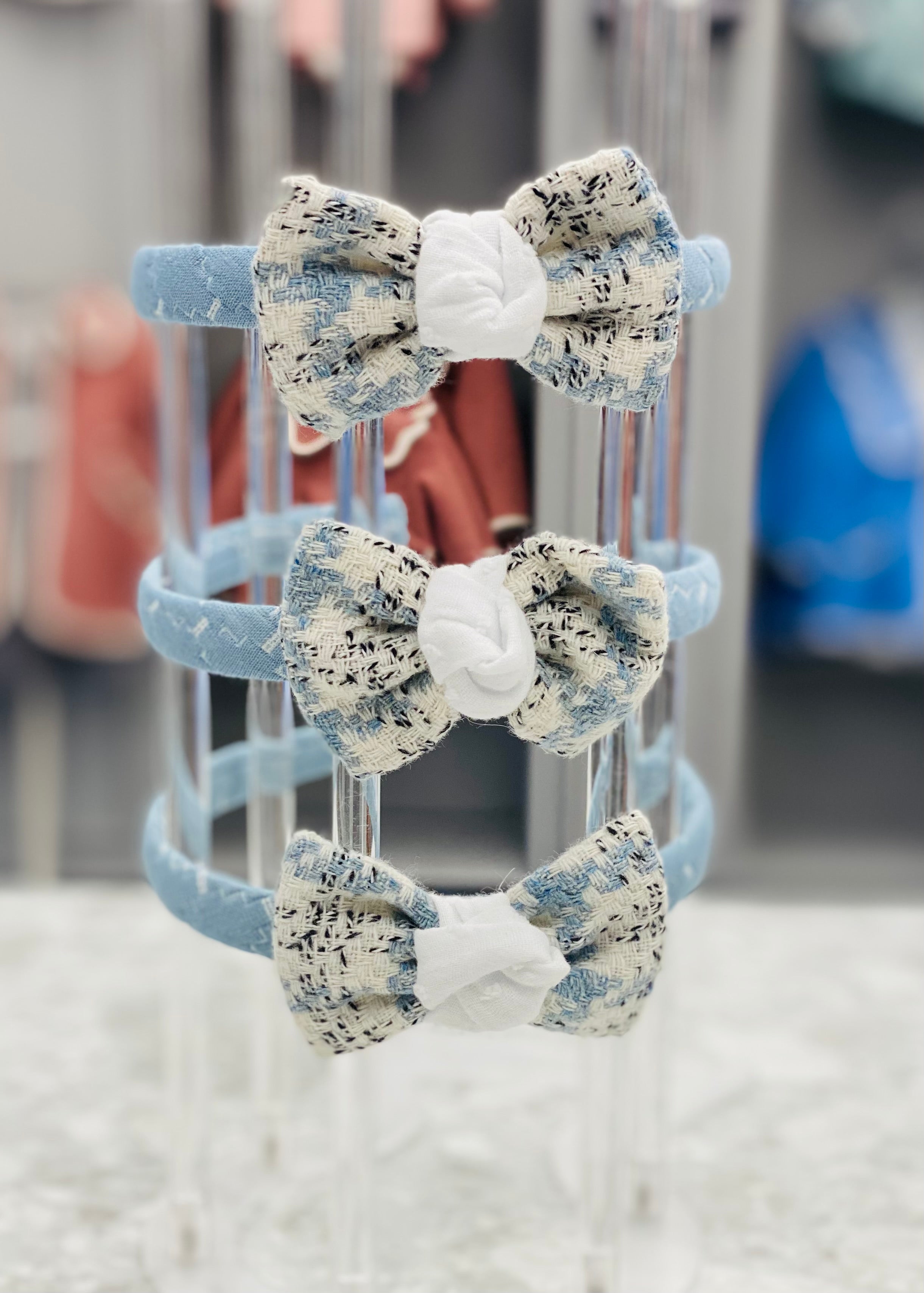 BASMARTI AW24 Blue Tweed Girls Headband
