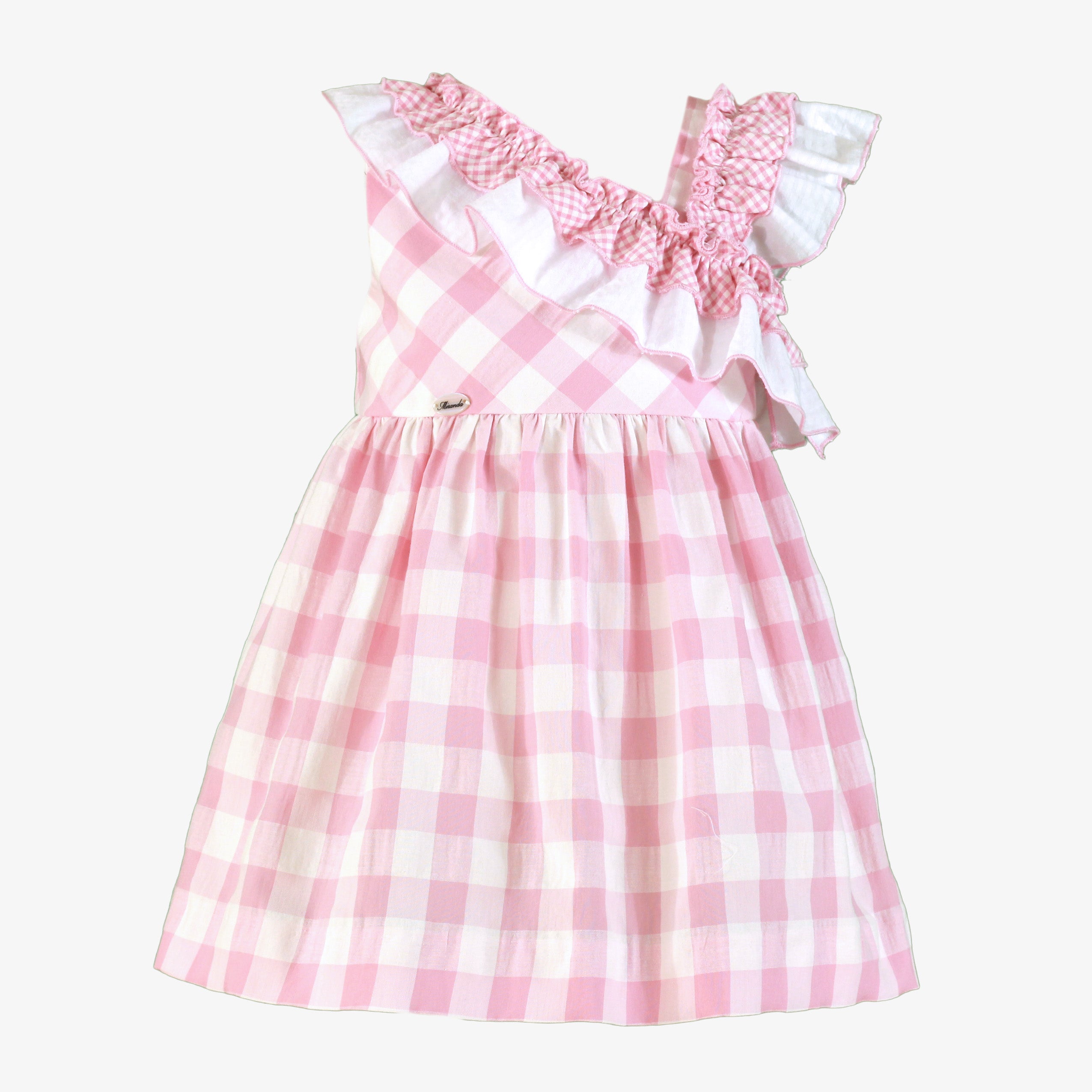 pink and white gingham dress MIRANDA Pink Gingham Girls Dress